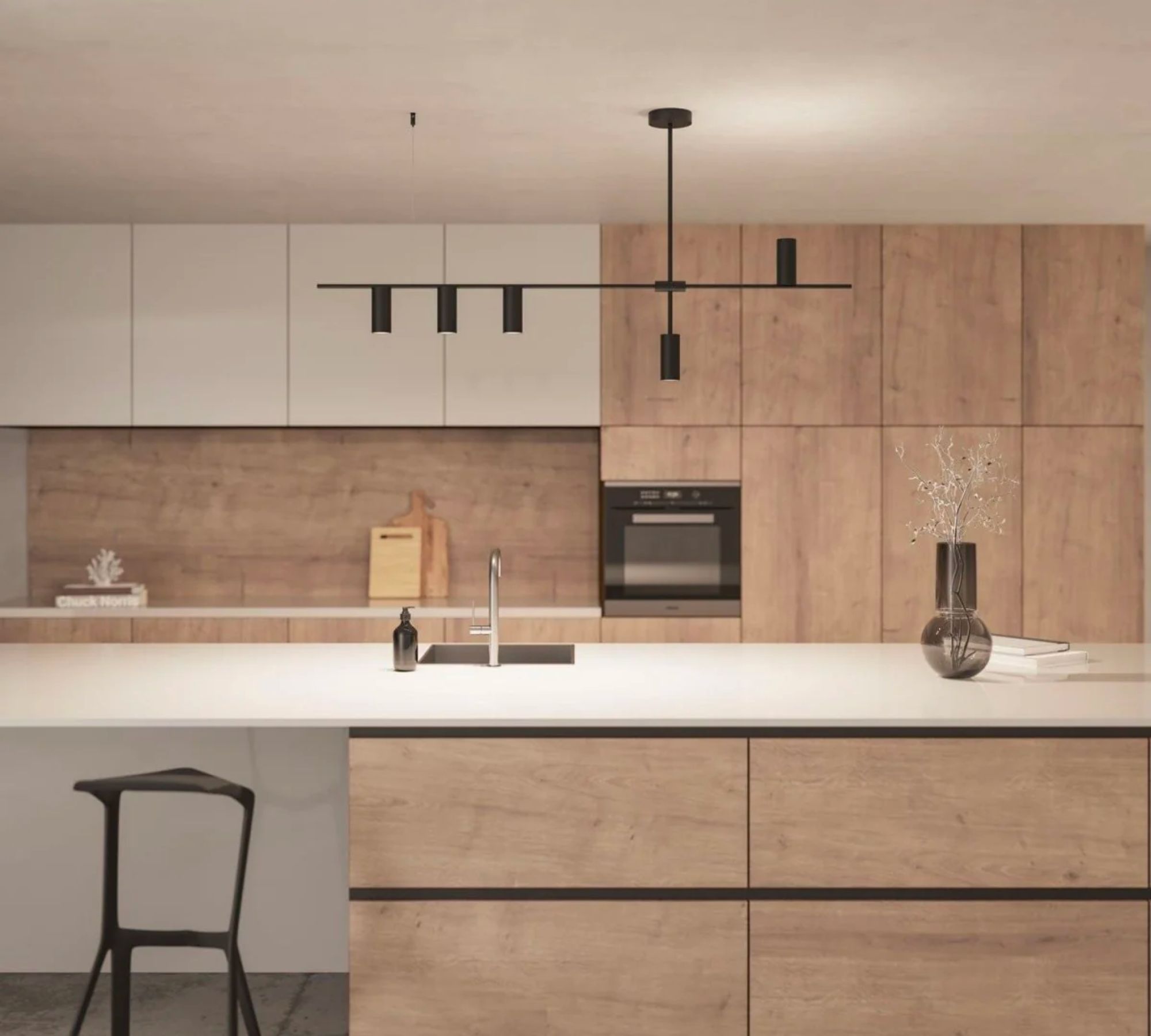 5-flame asymmetrical AJAX pendant light Black