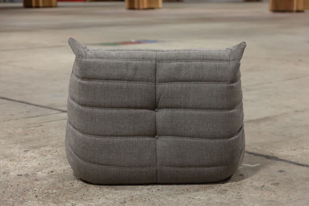 Togo Poltrona e Pouf Set Tessuto Grigio Caldo