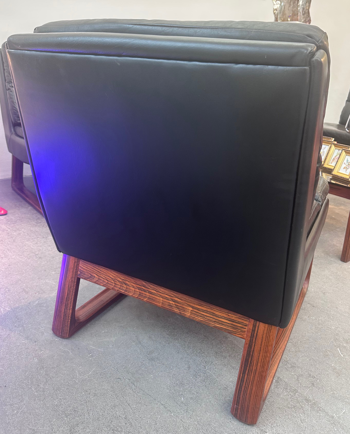 Sofagarnitur Leder Holz 3 teilig