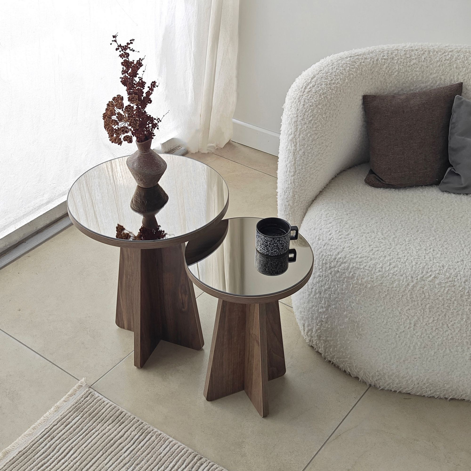 Luna 2 Side table Set of 2 Walnut