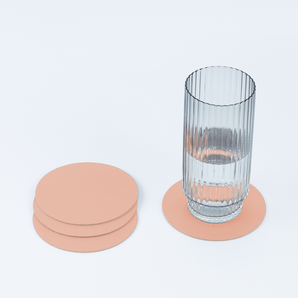 4x Coaster Round Pink