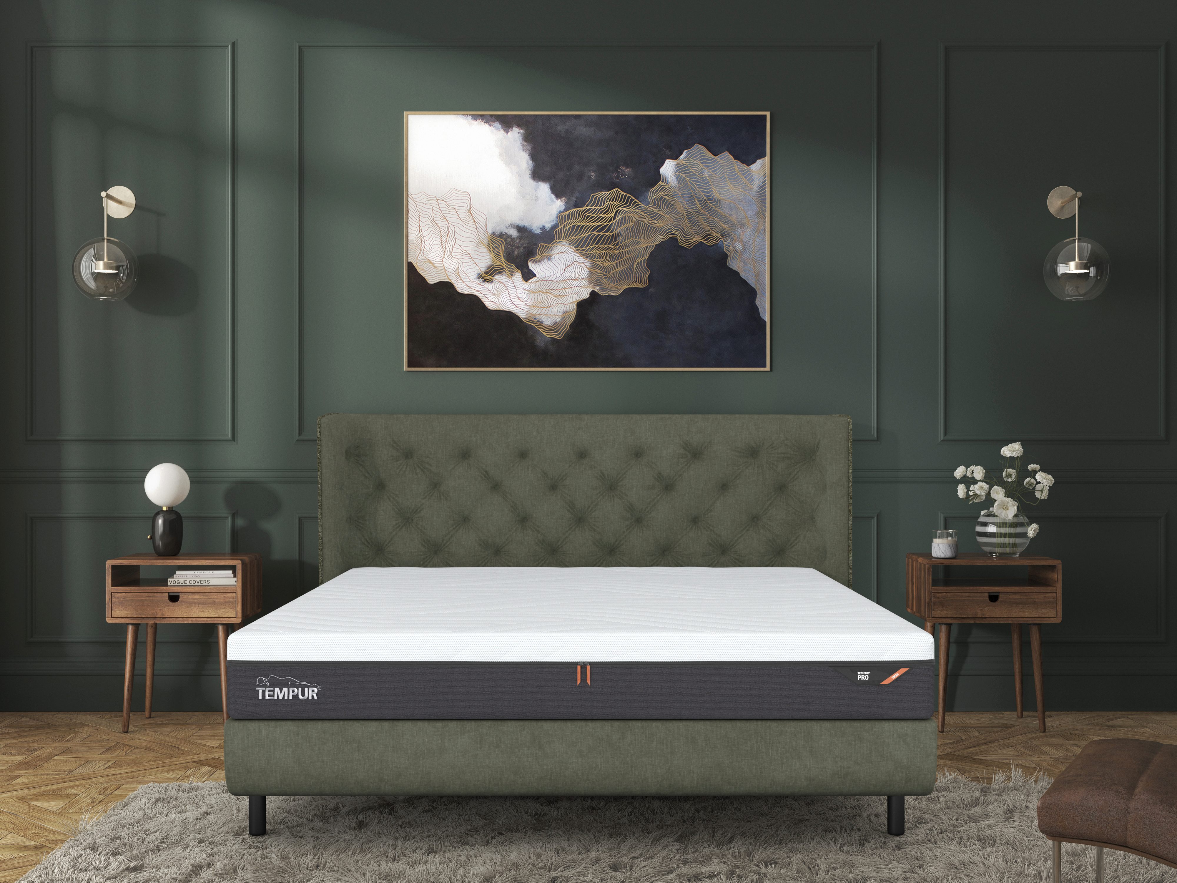 Arc™ Luxury Bett mit starren Rahmen Dunkelgrün 180 x 200