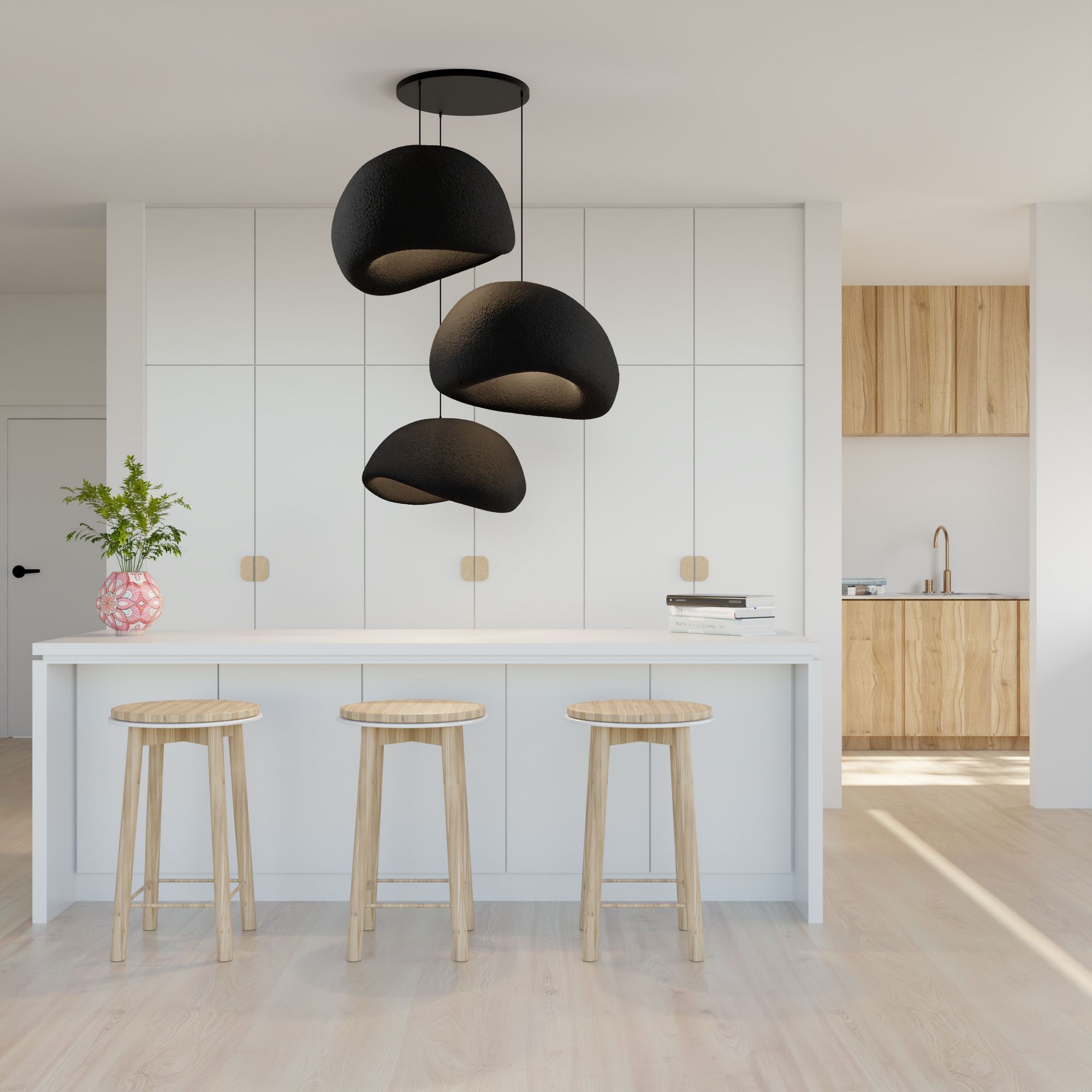 3-Flammig Wabi Sabi Kanso Beams Pendelleuchte Schwarz
