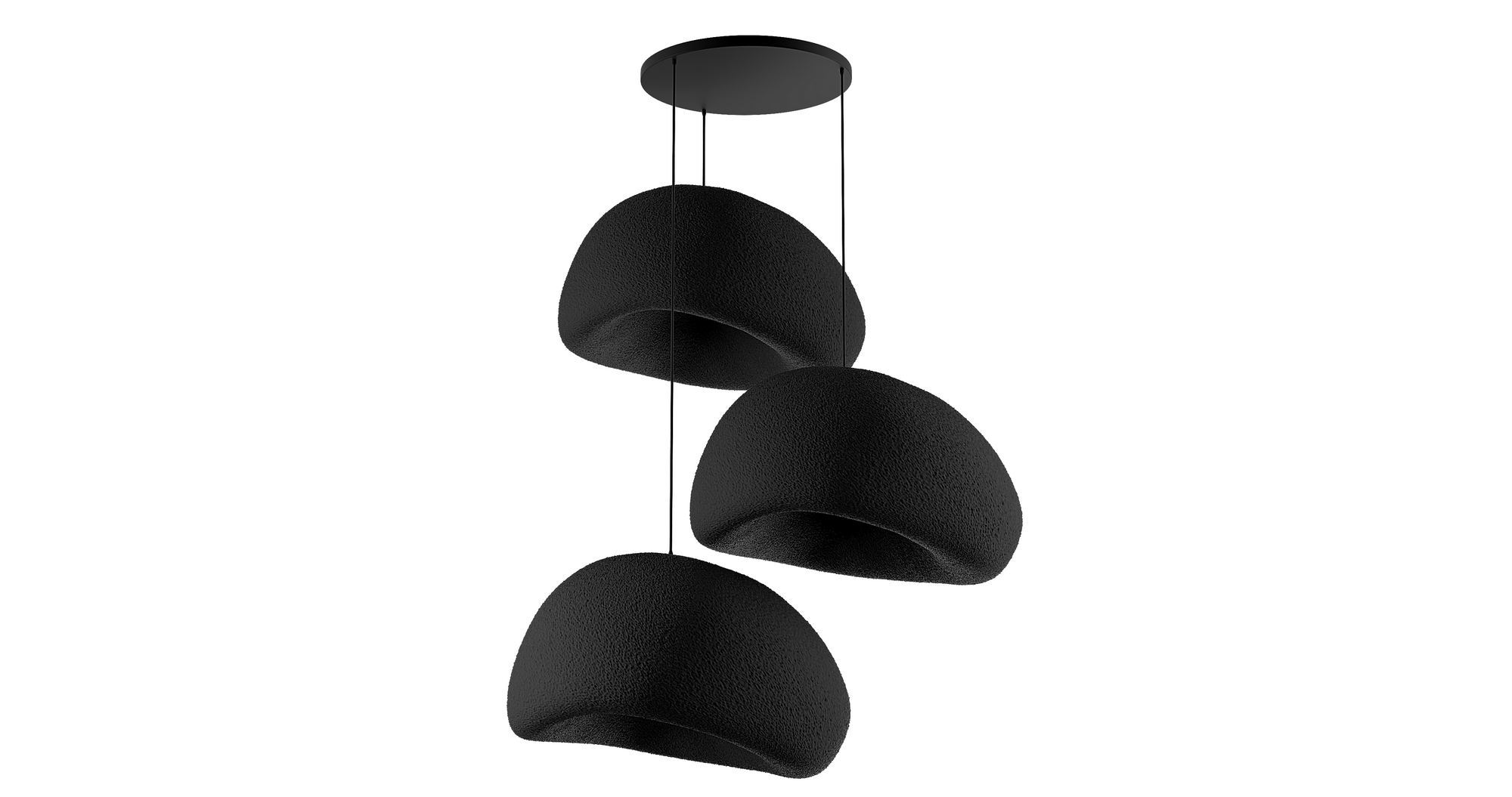 3-Flammig Wabi Sabi Nami Pendelleuchte Schwarz