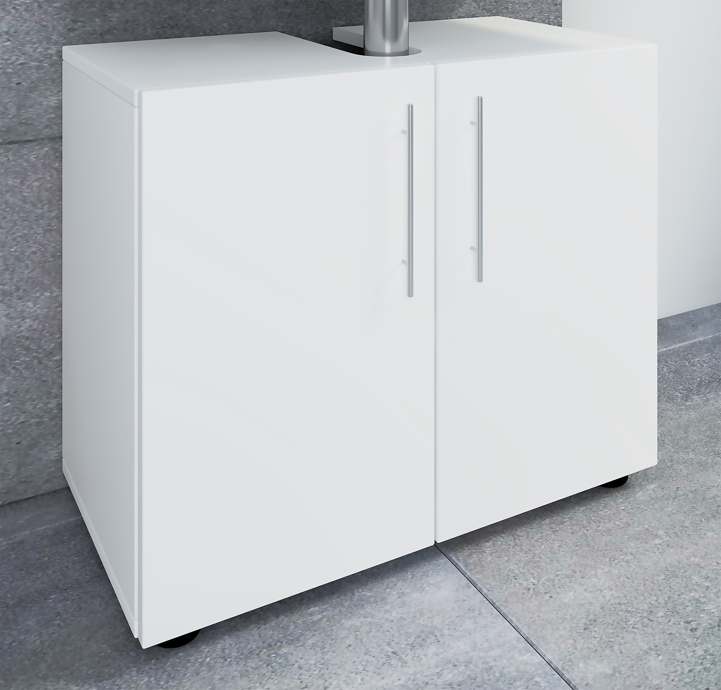 Flandu Waschbeckenunterschrank 2 Türen Weiß