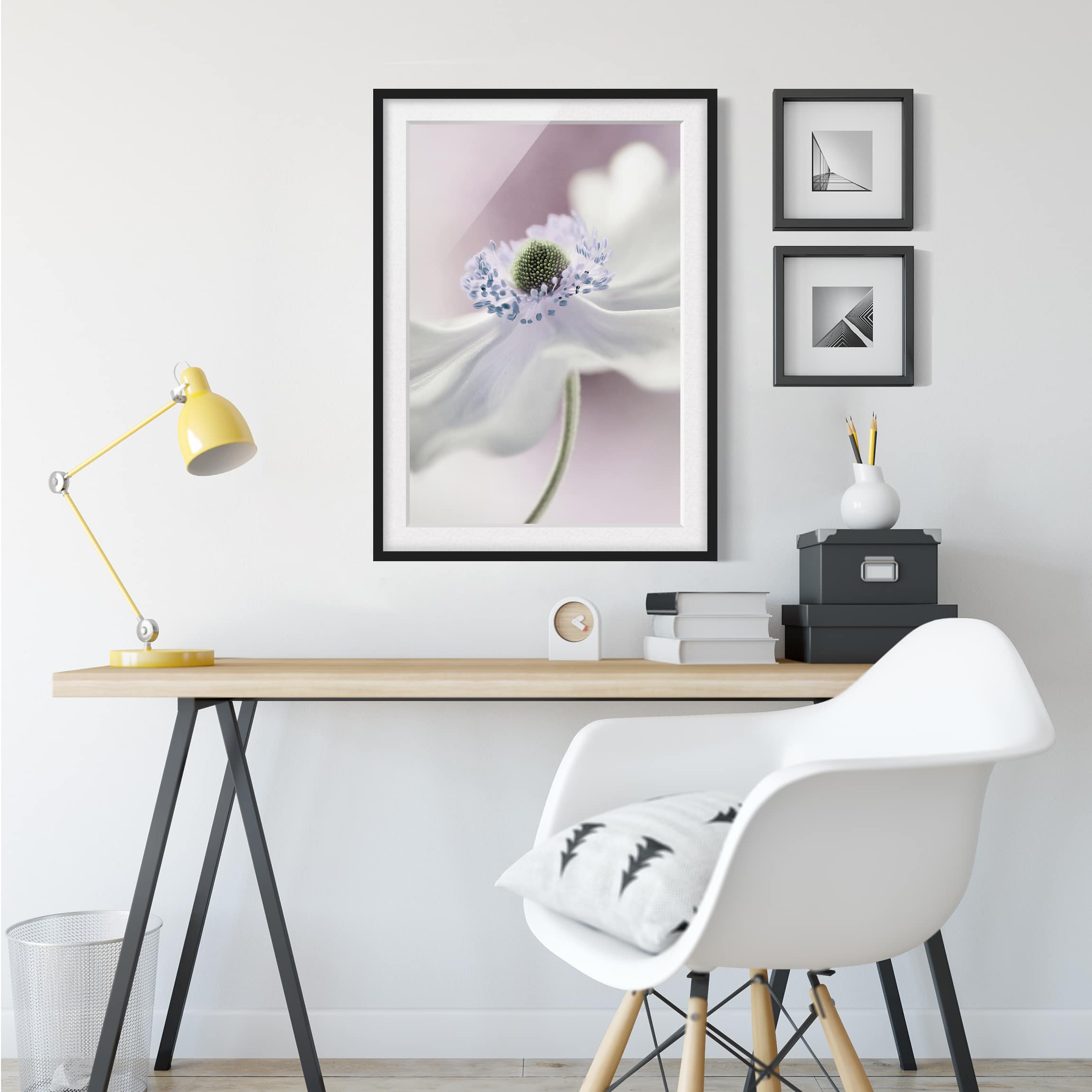 Bild Anemonenbrise I Kiefer teilmassiv Schwarz 30 x 40 cm