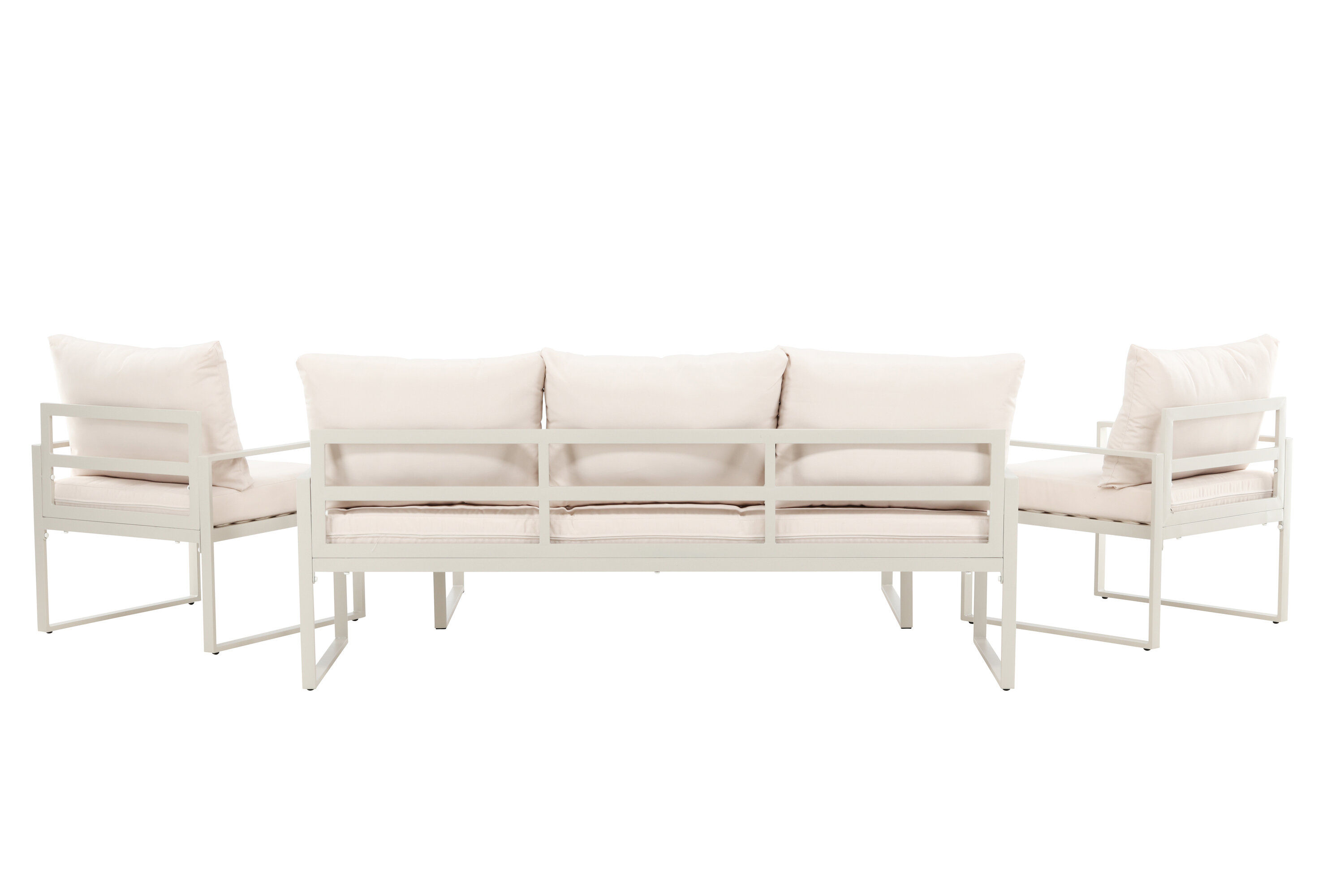 4x Catania Loungeset Stahl Glas Creme