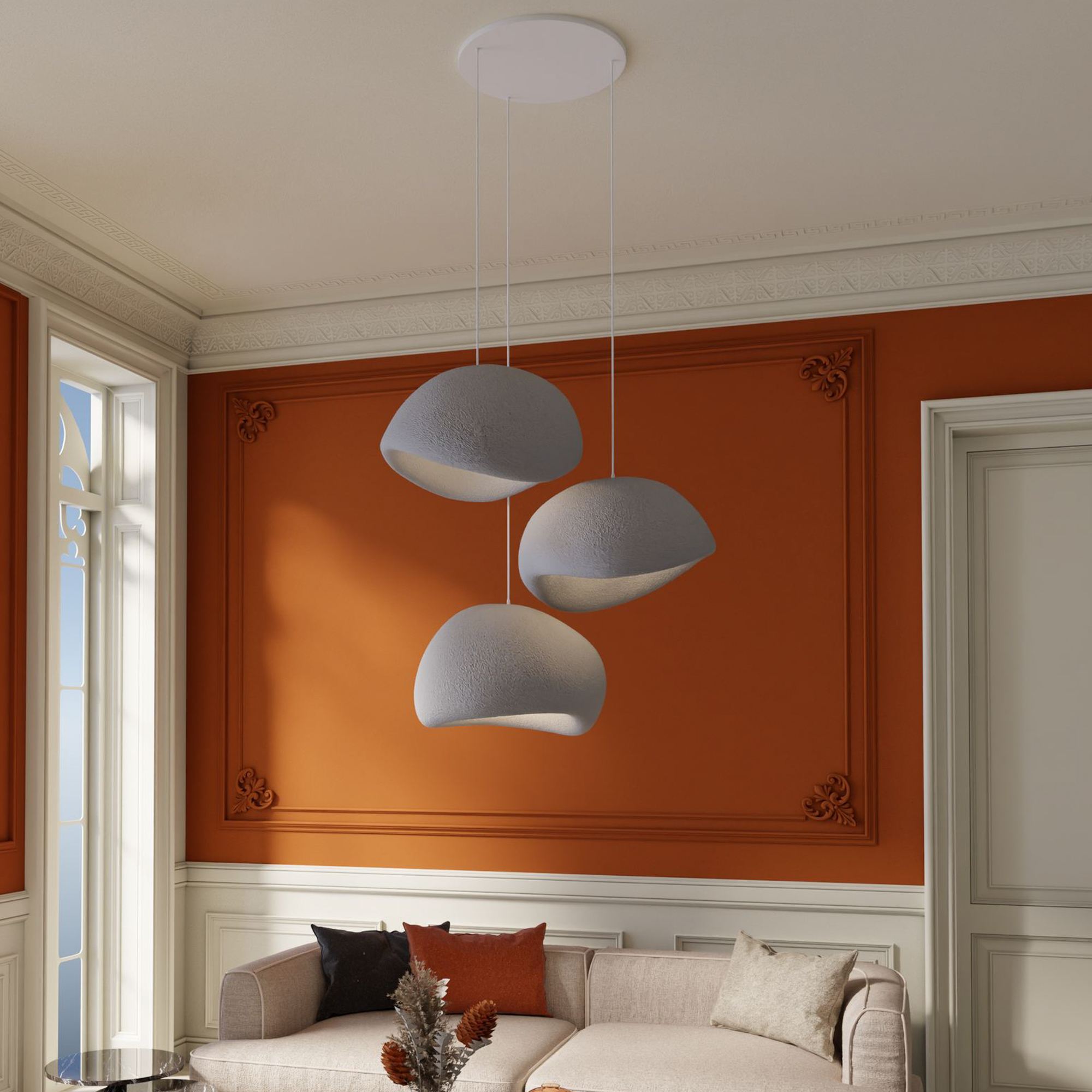 3-Flammig Wabi Sabi Sandhollows Pendelleuchte Beton Grau