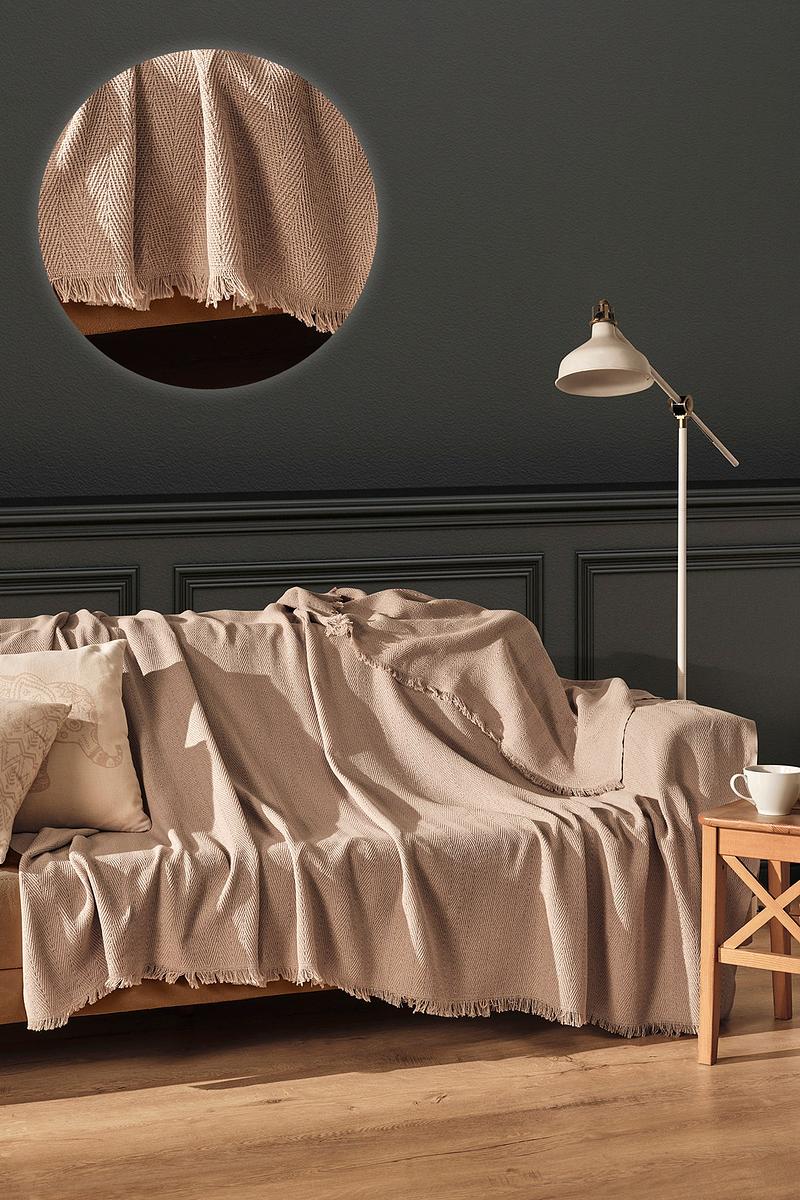Sofadecke Recycelte Baumwolle Beige