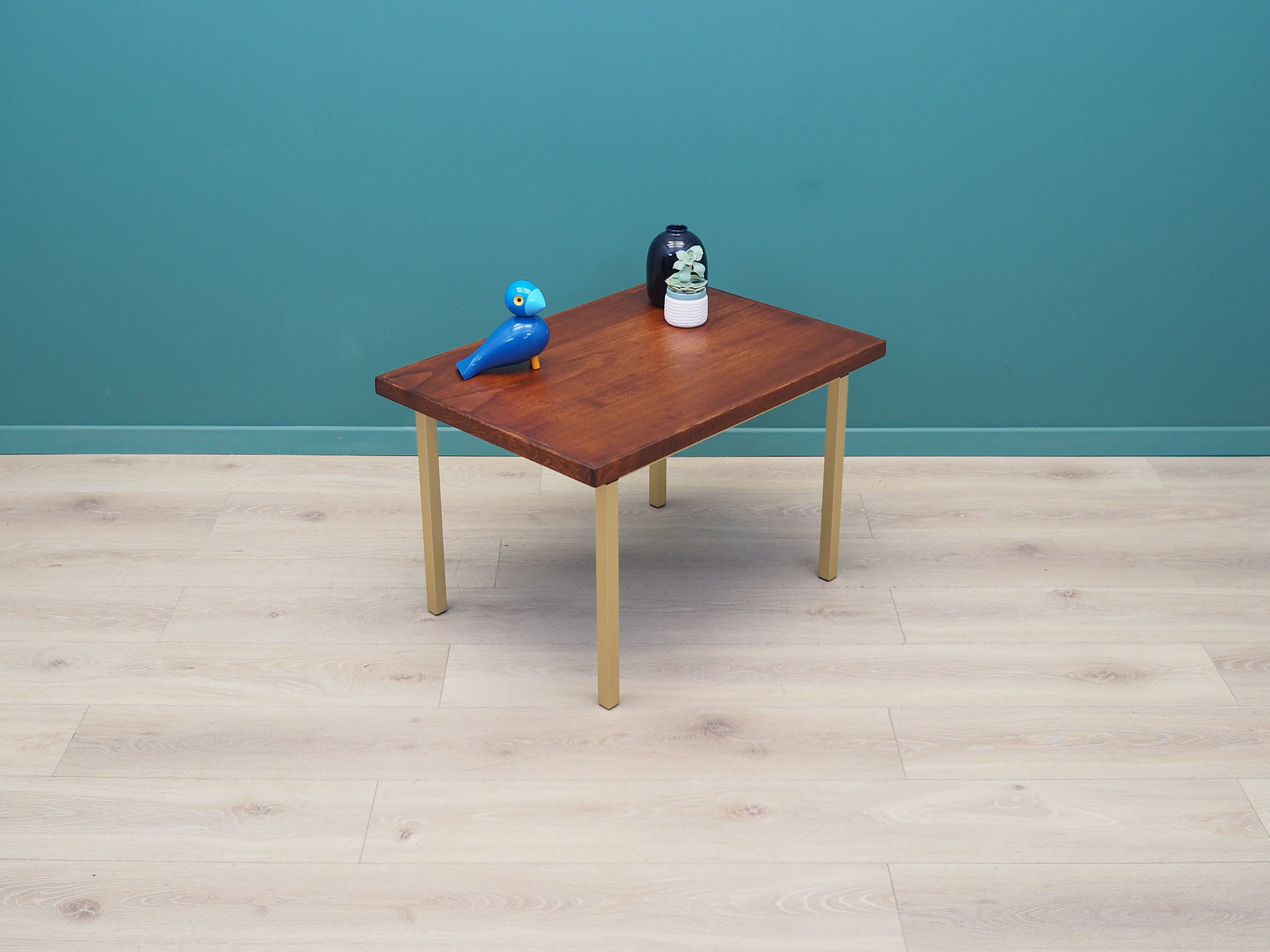 Tavolino vintage legno metallo marrone anni '70