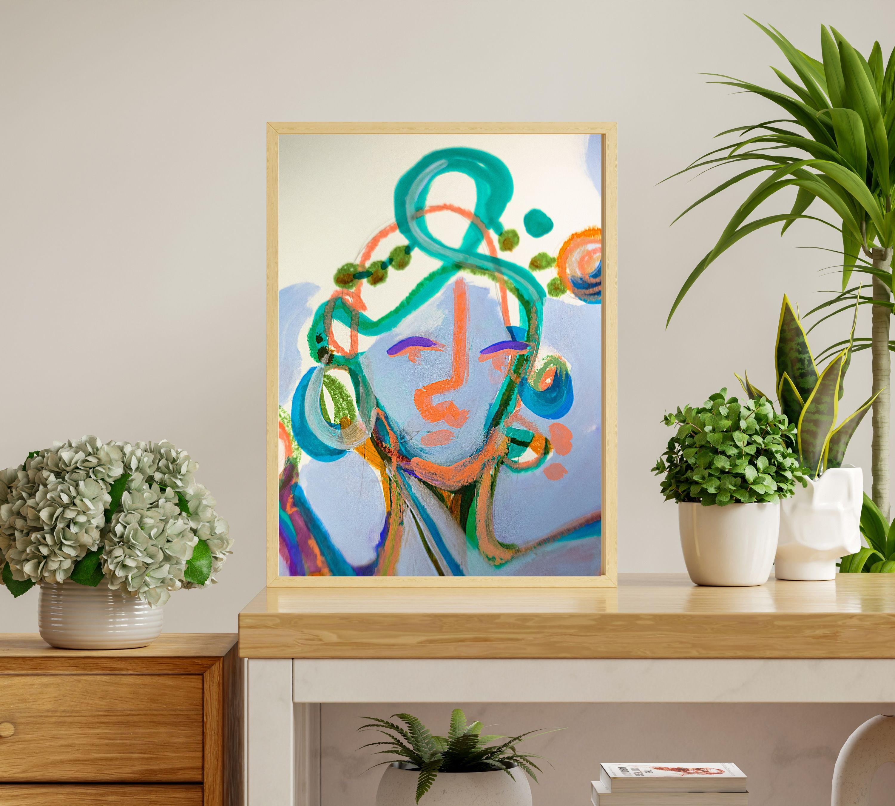 La cara de la Gracia Art Print Multicolored