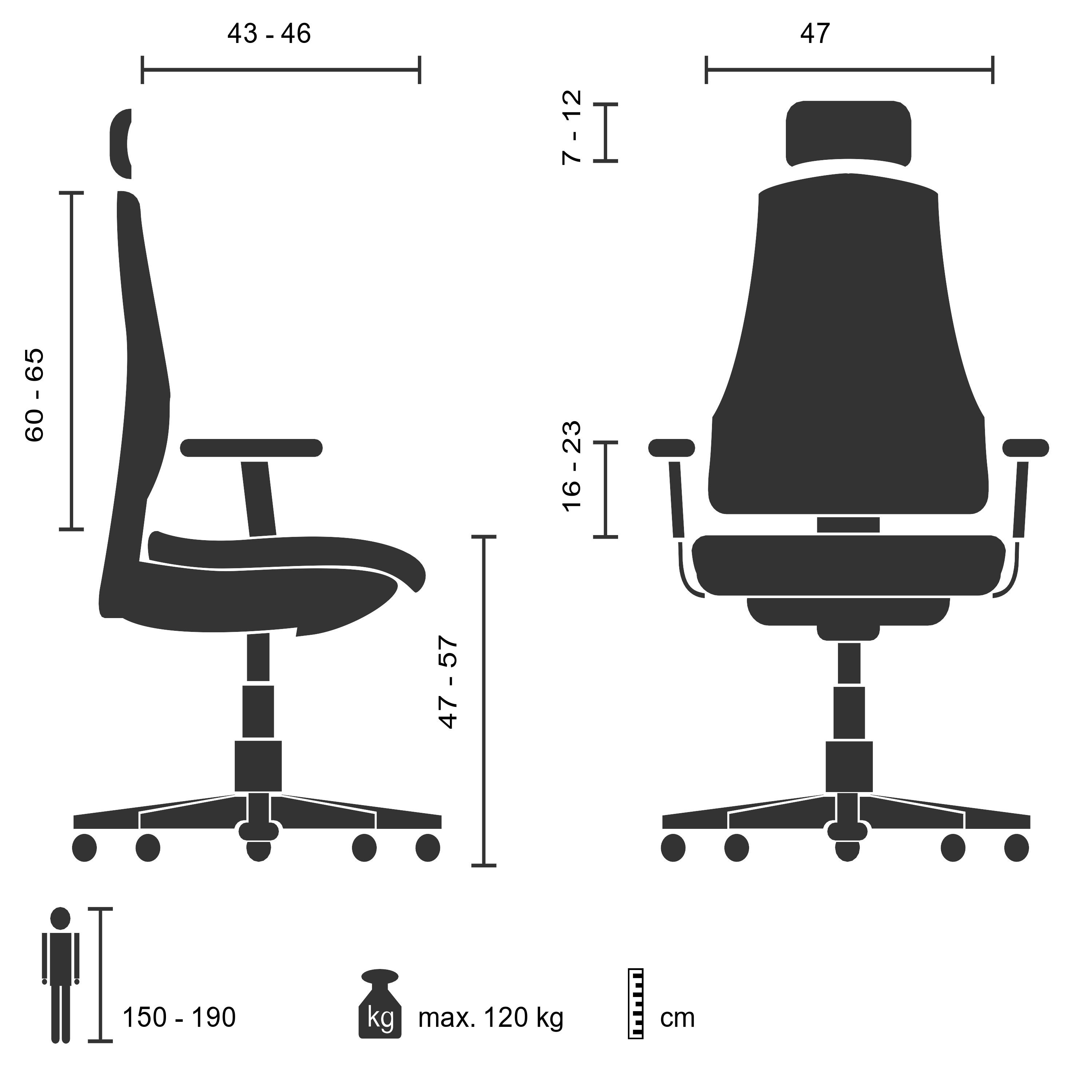 GENIDIA PRO Bürostuhl mit Rollen Leder Weiß