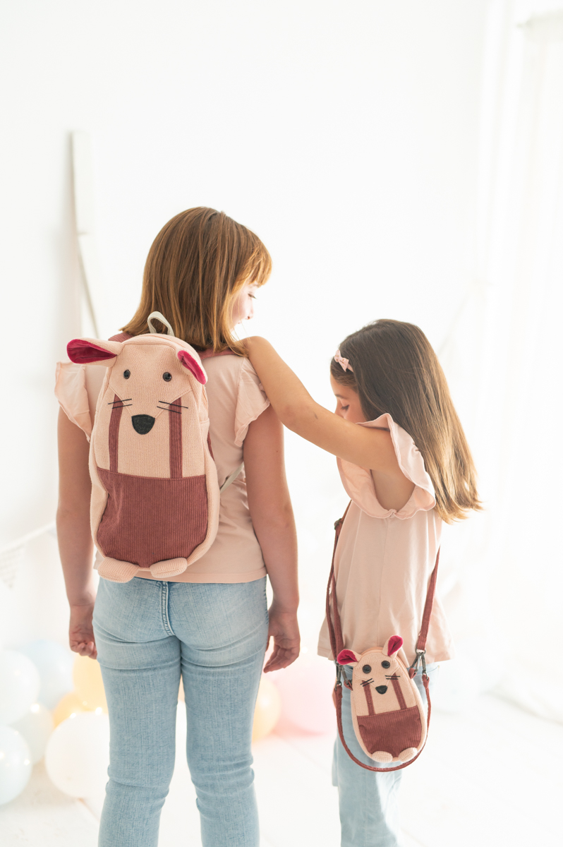 Mouse Backpack Cotton Pink