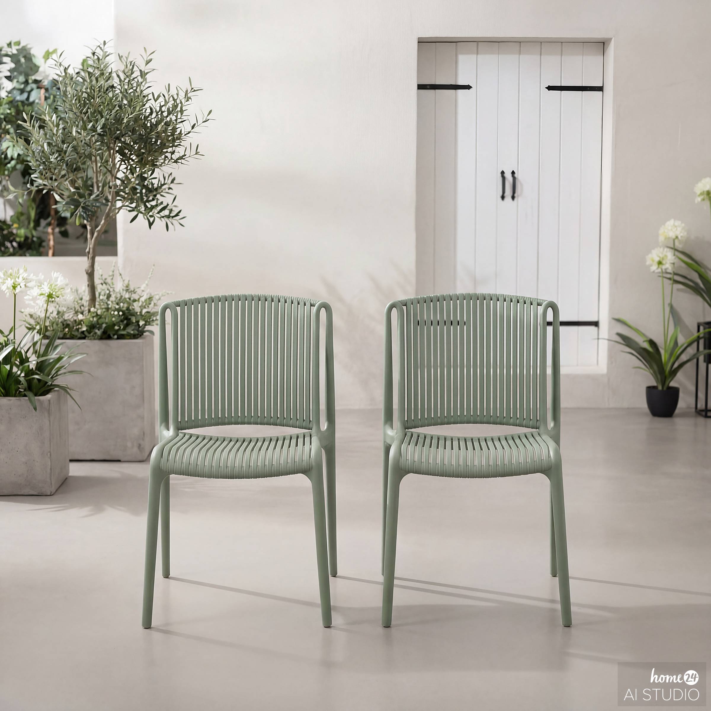 Verta Garden Chair Set of 2 Polypropylene Sage