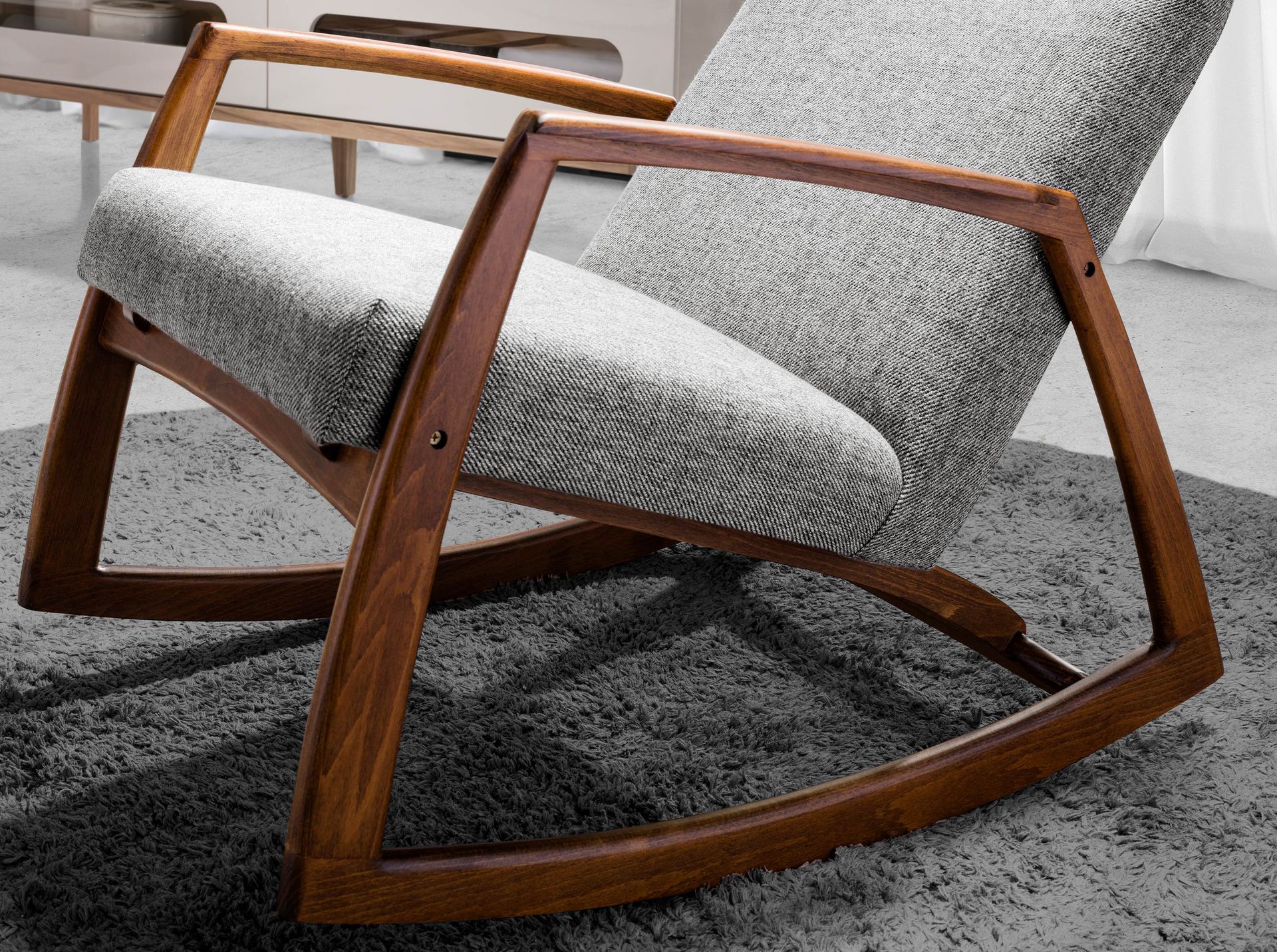 Schaukelstuhl Textil Grau