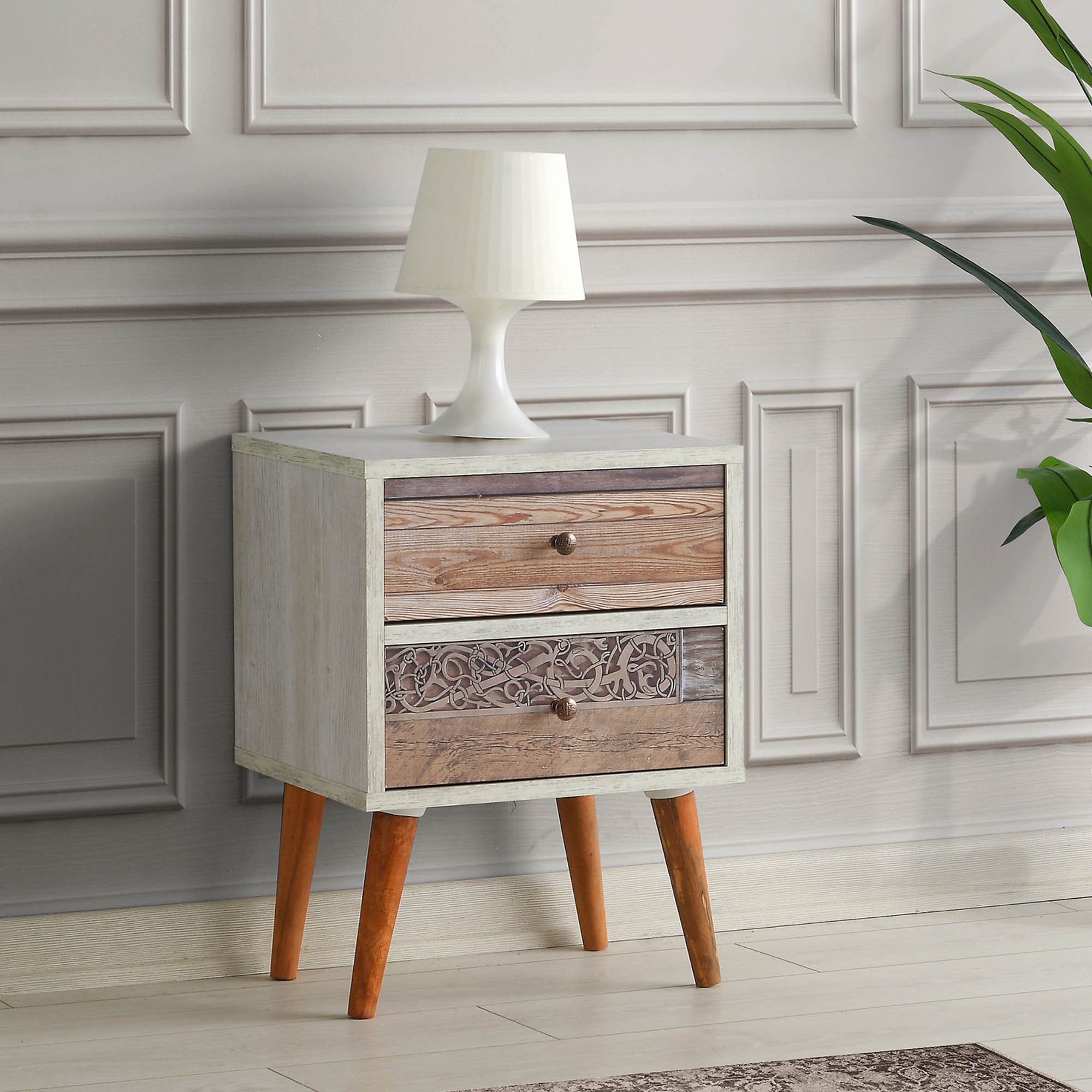 Malmo Nightstand Wood Veneer White