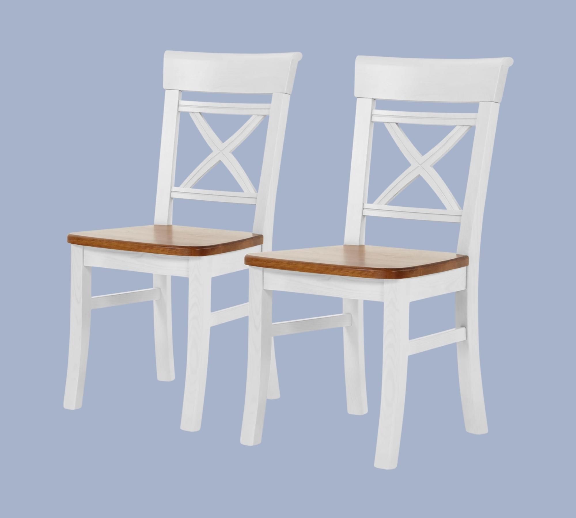 2x Esszimmerstuhl Kiefernholz Braun / Weiß