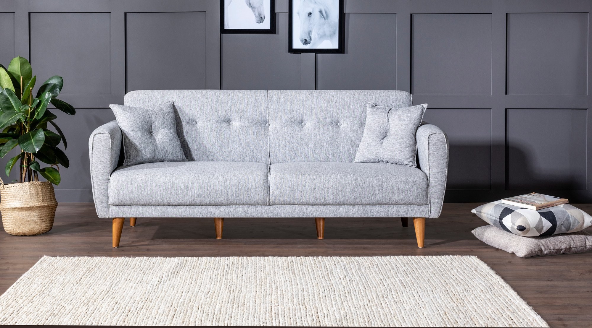 Aria Schlafsofa Set Holz Grau