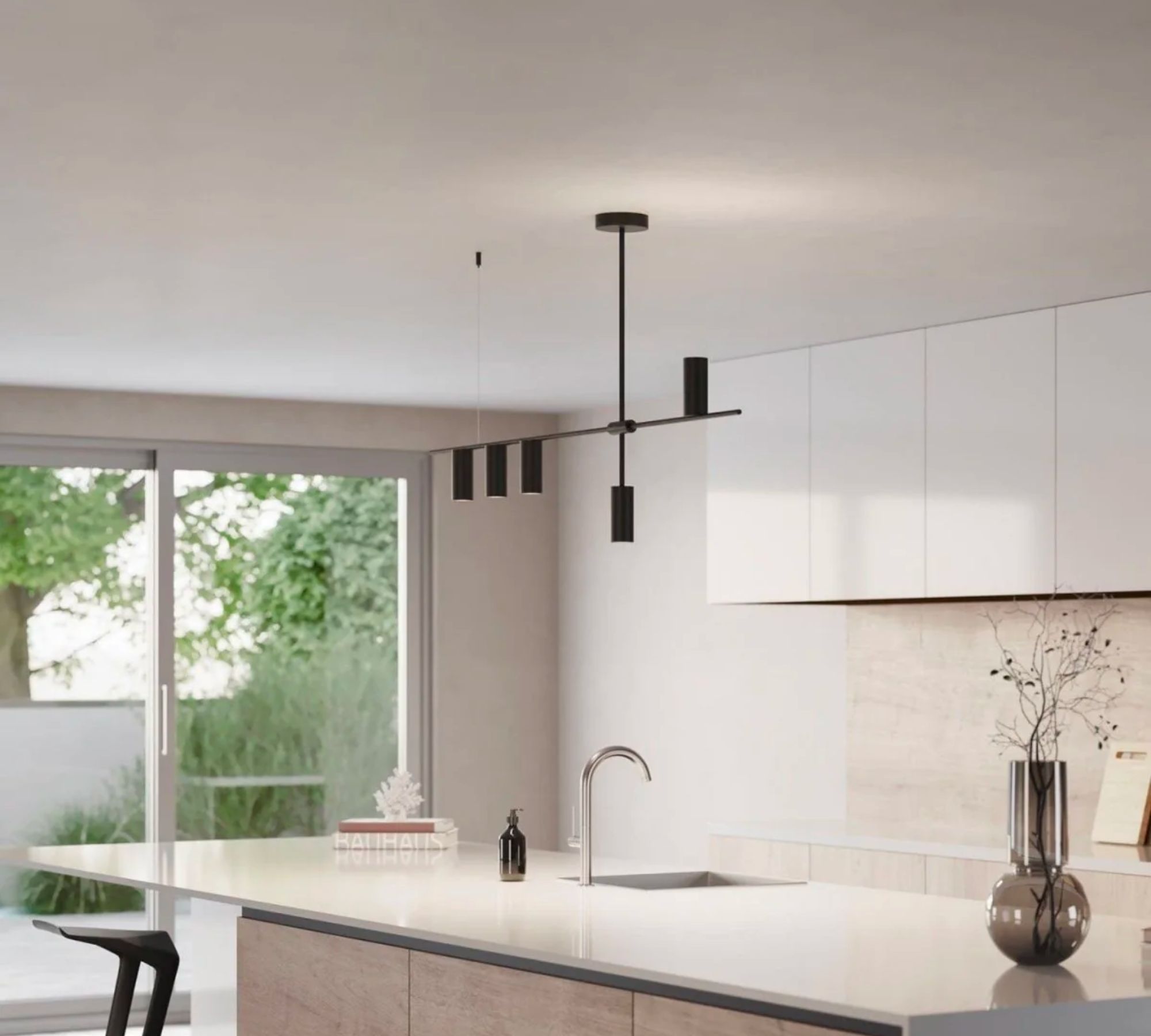 5-flame asymmetrical AJAX pendant light Black