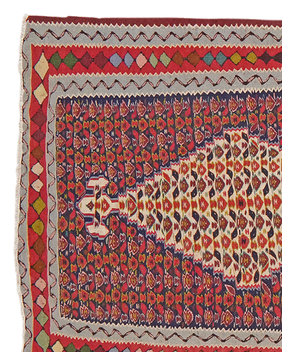 Kilim Senneh Teppich Rot