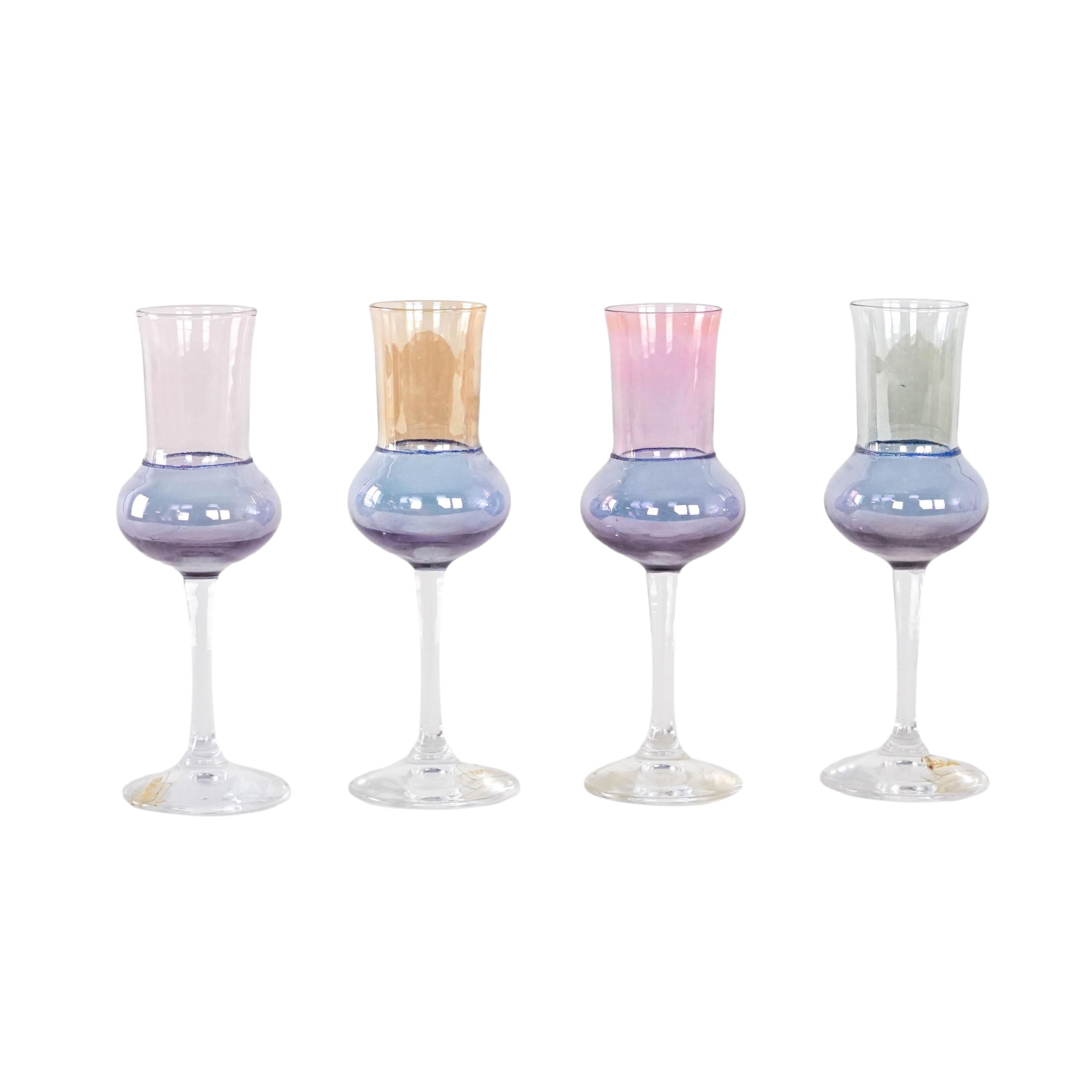 Glass set pastel colors 1970s