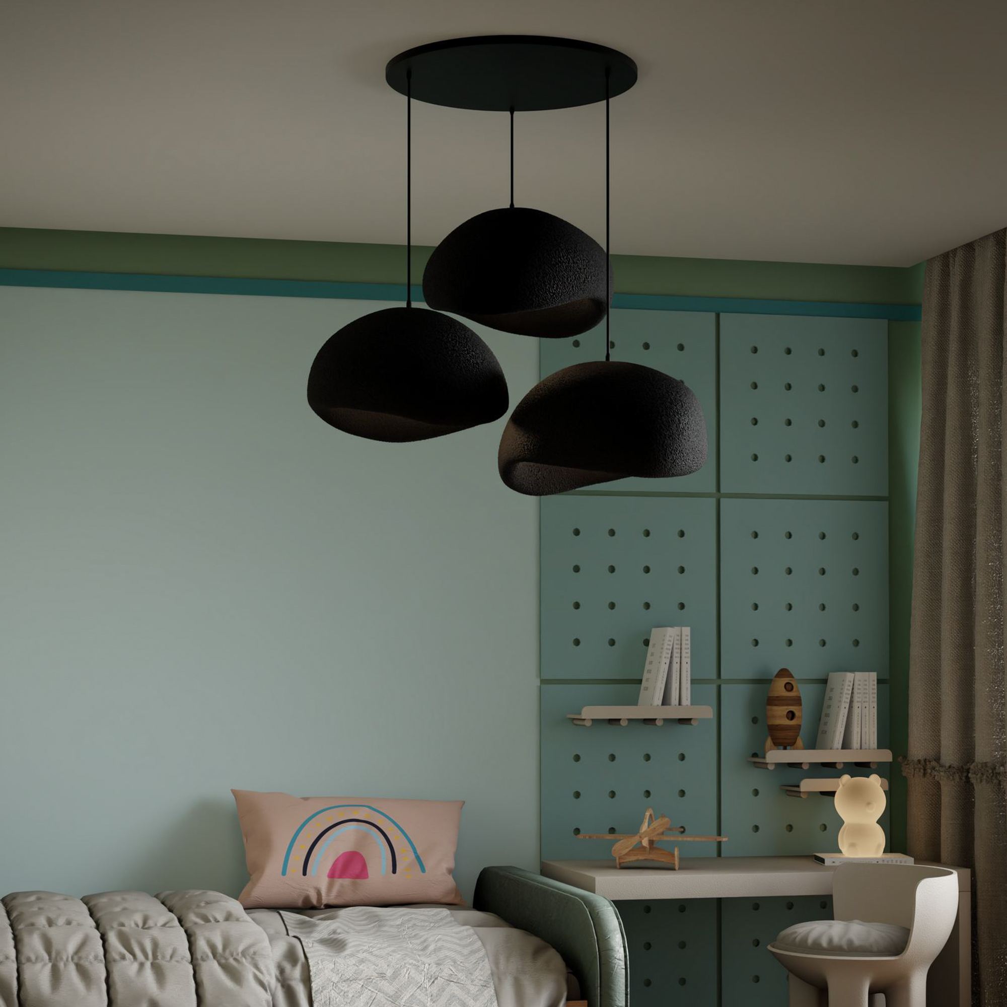 3-Flammig Wabi Sabi Haze & Hues Pendelleuchte Schwarz