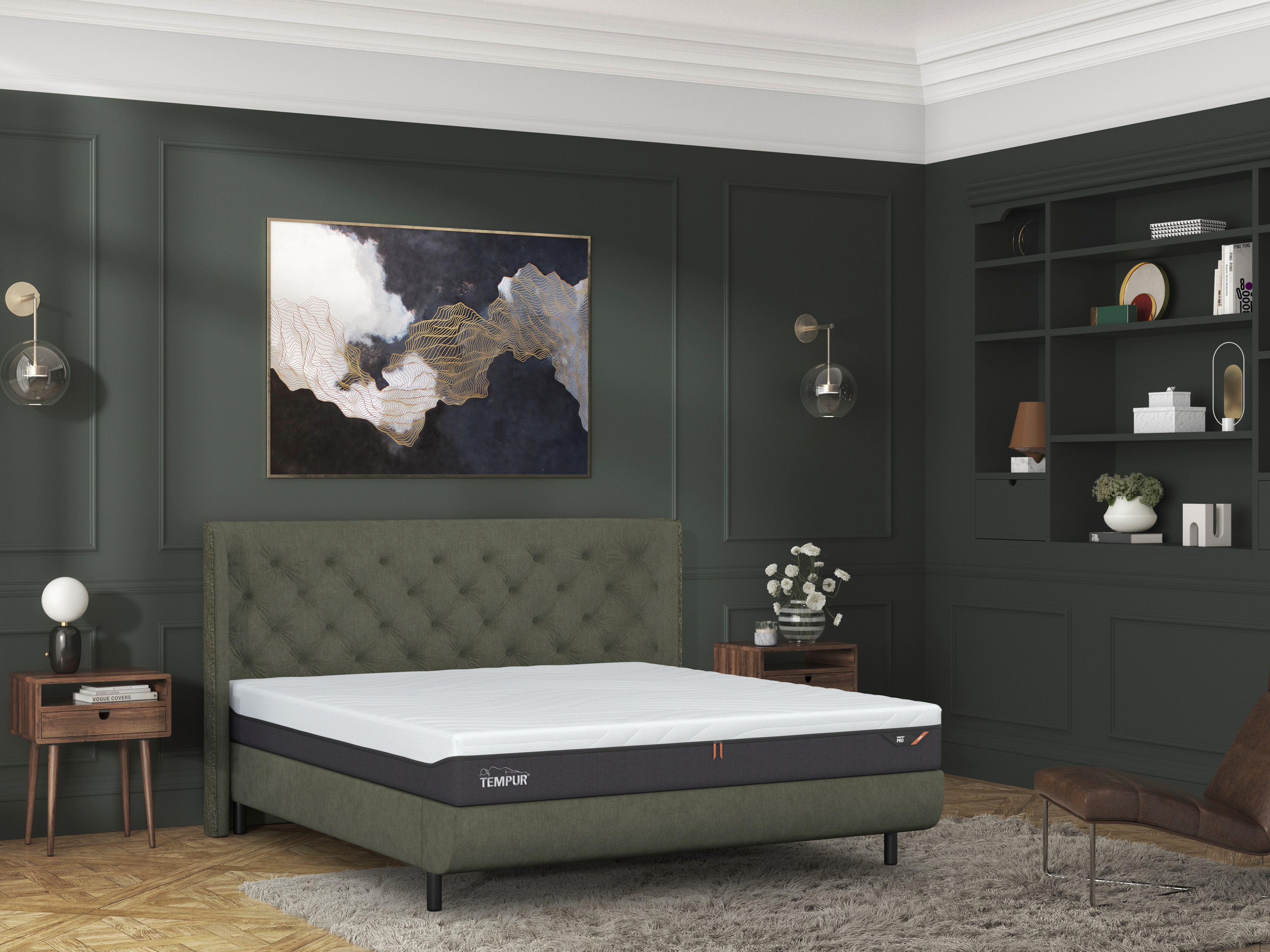 Arc™ Luxury Bett mit starren Rahmen Dunkelgrün 180 x 200