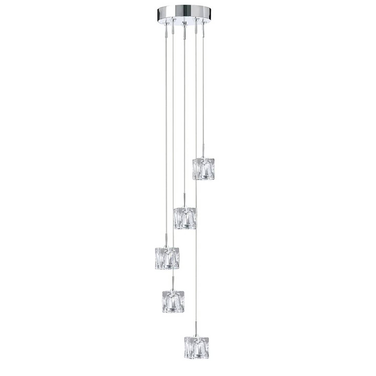 LED-Pendelleuchte Ice Cube Kristallglas Stahl