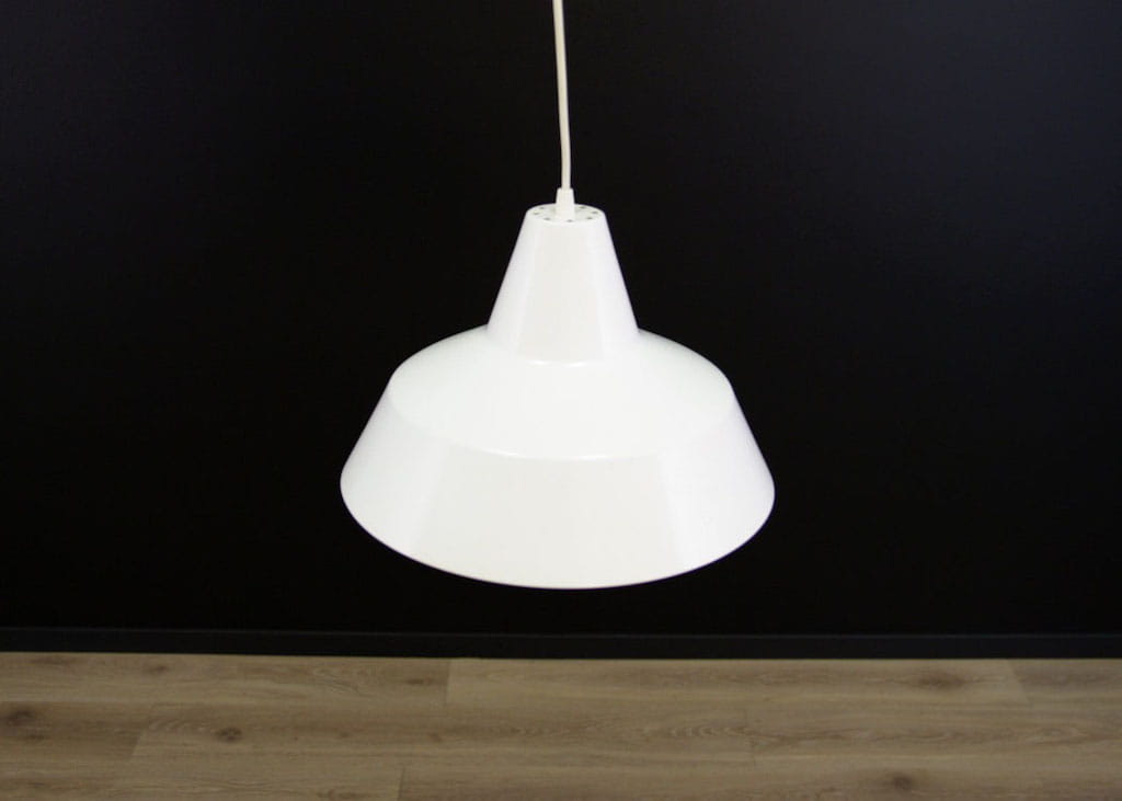 Vintage pendant lamp metal white 1970s