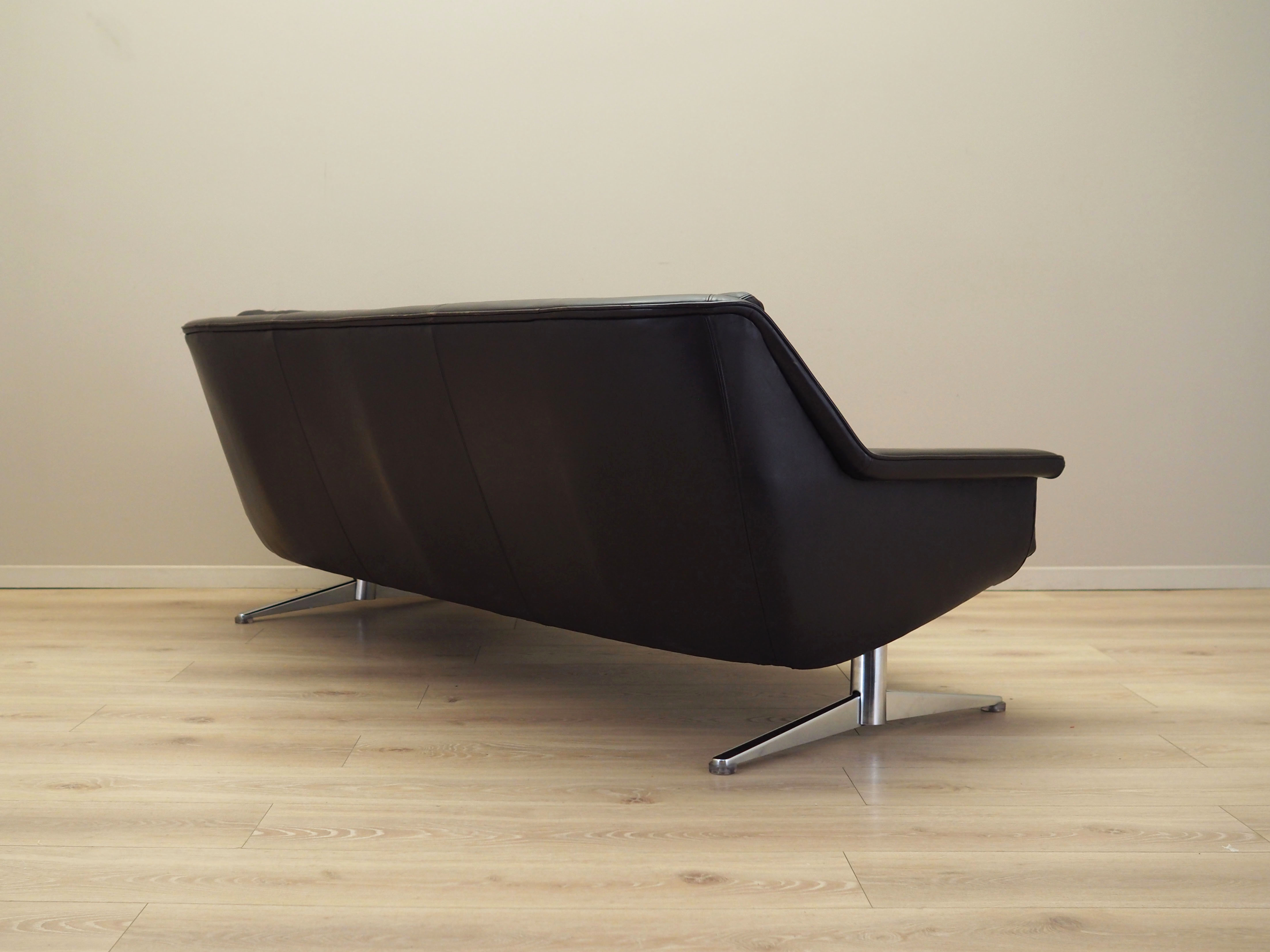 Sofa Leder Braun 1970er Jahre