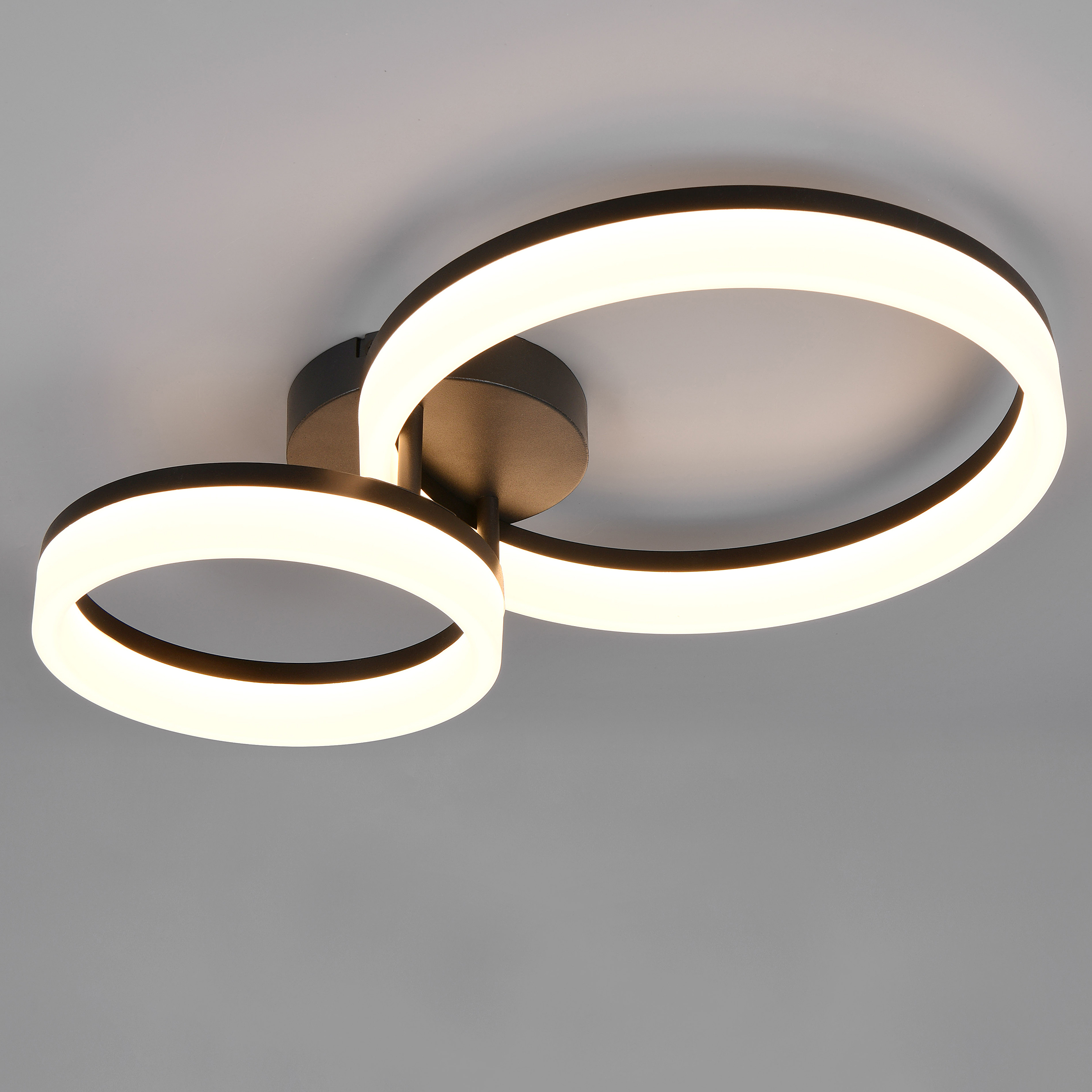 Scope LED ceiling light with 2 rings Acrylic glass Iron Black