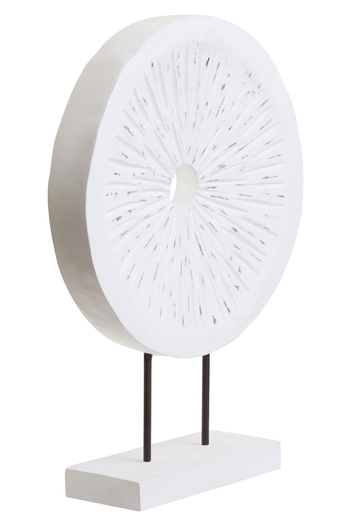 Fidel Scultura Rotonda Legno Bianco Distressed