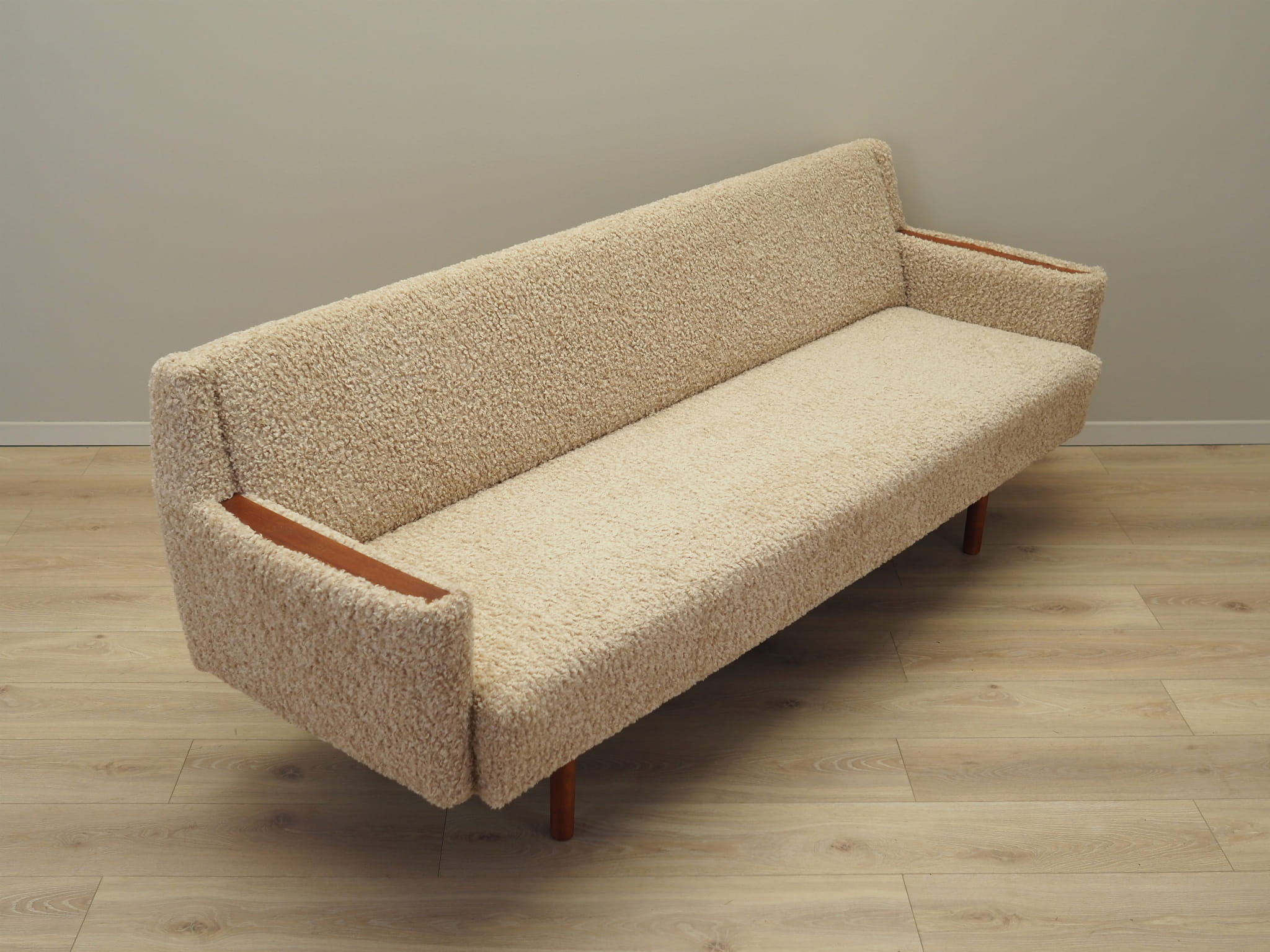 Vintage Sofa Textil Holz Beige 1970er Jahre