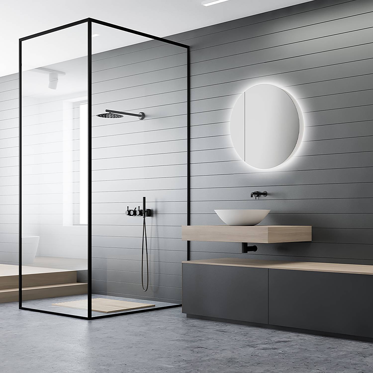 LED mirror cabinet Picasso Mirror glass Aluminum White