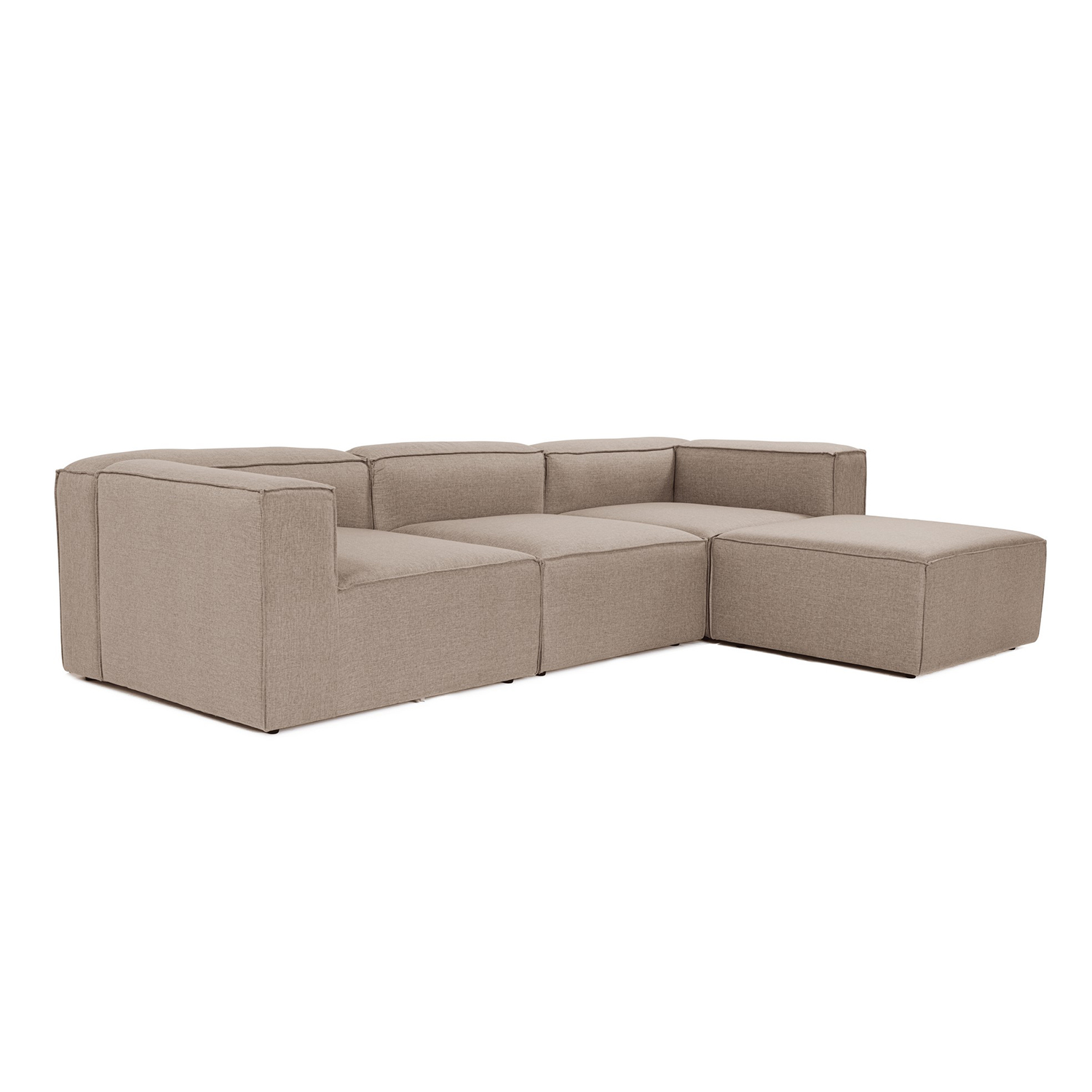 Modernes Sofa Récamiere Rechts Leinen Braun