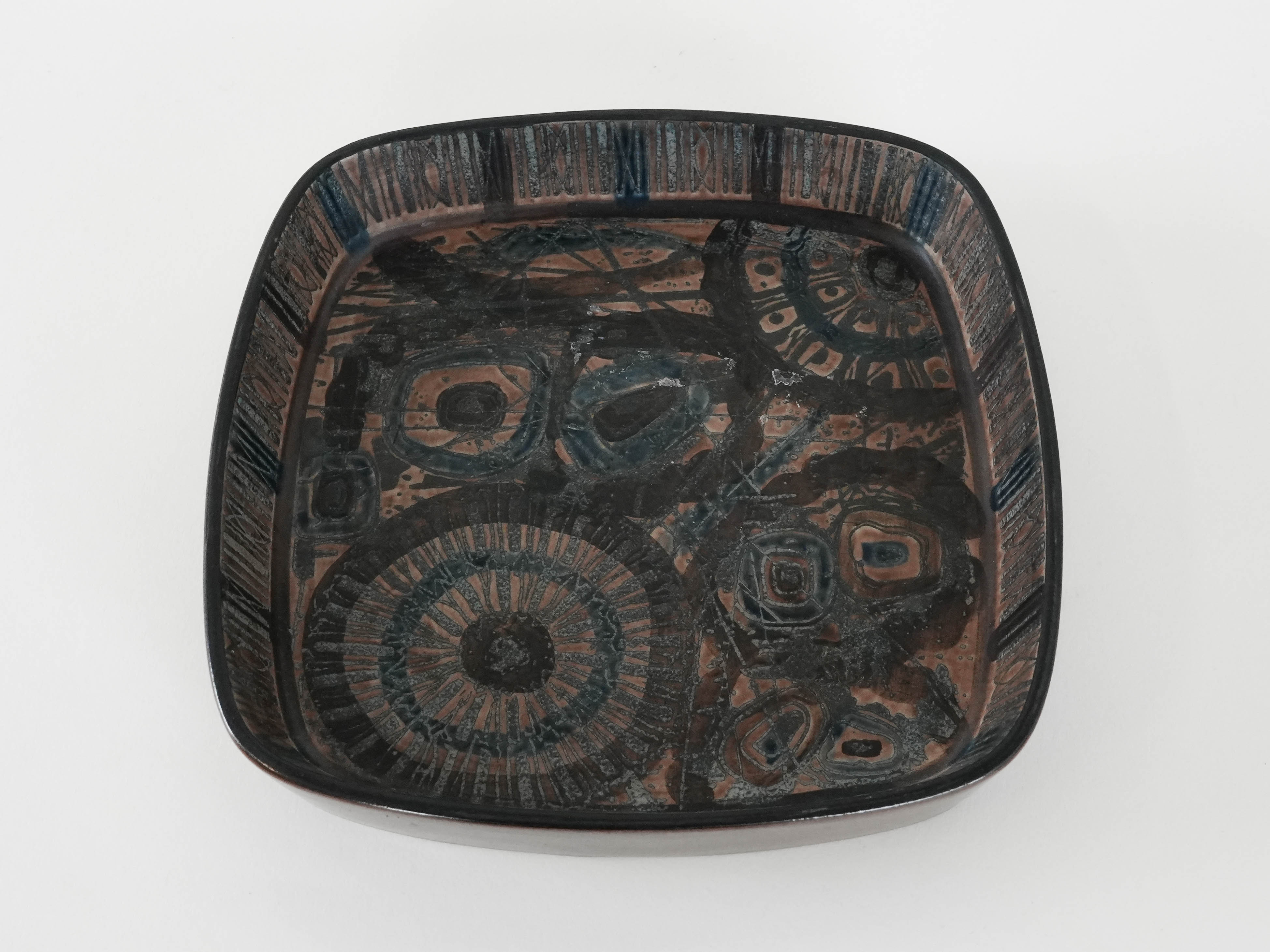 Read Ceramic bowl Brown Blue 1970s