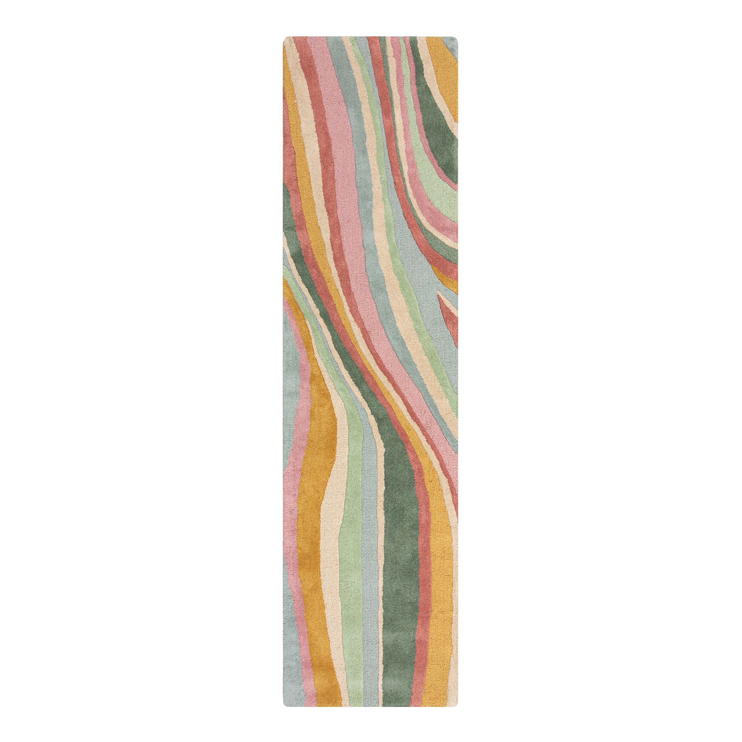 Runner Rug Abstract Wool Multicolored