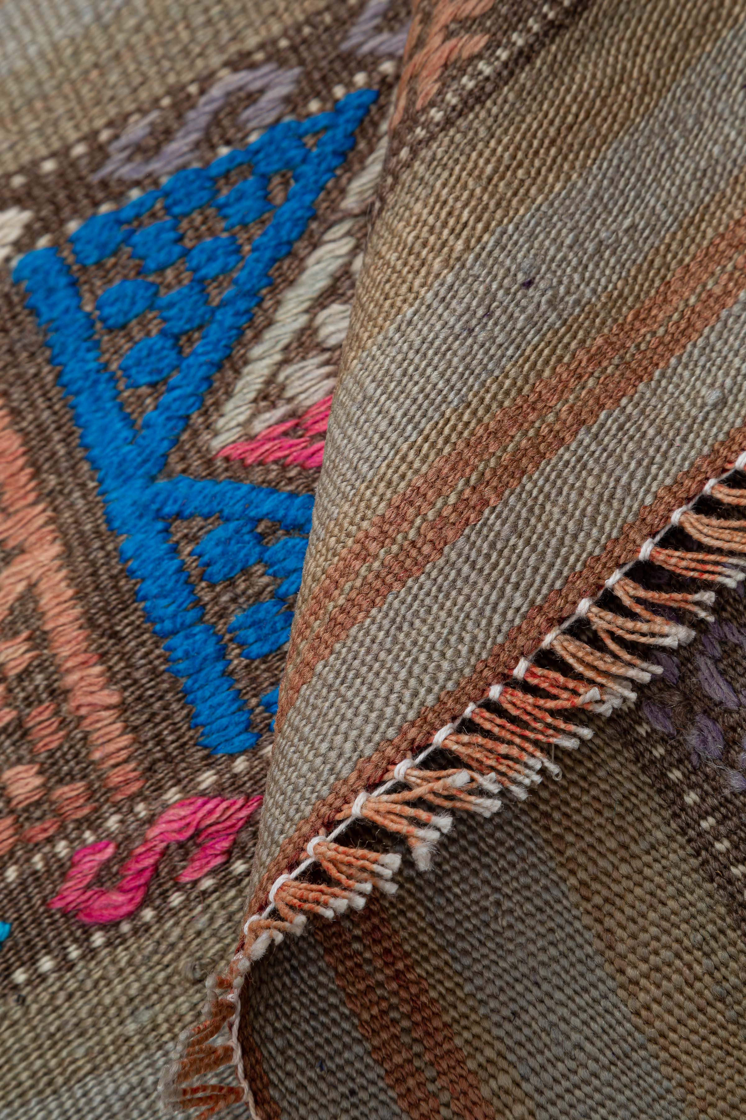 Vintage Kilim Teppich Wolle Mehrfarbig