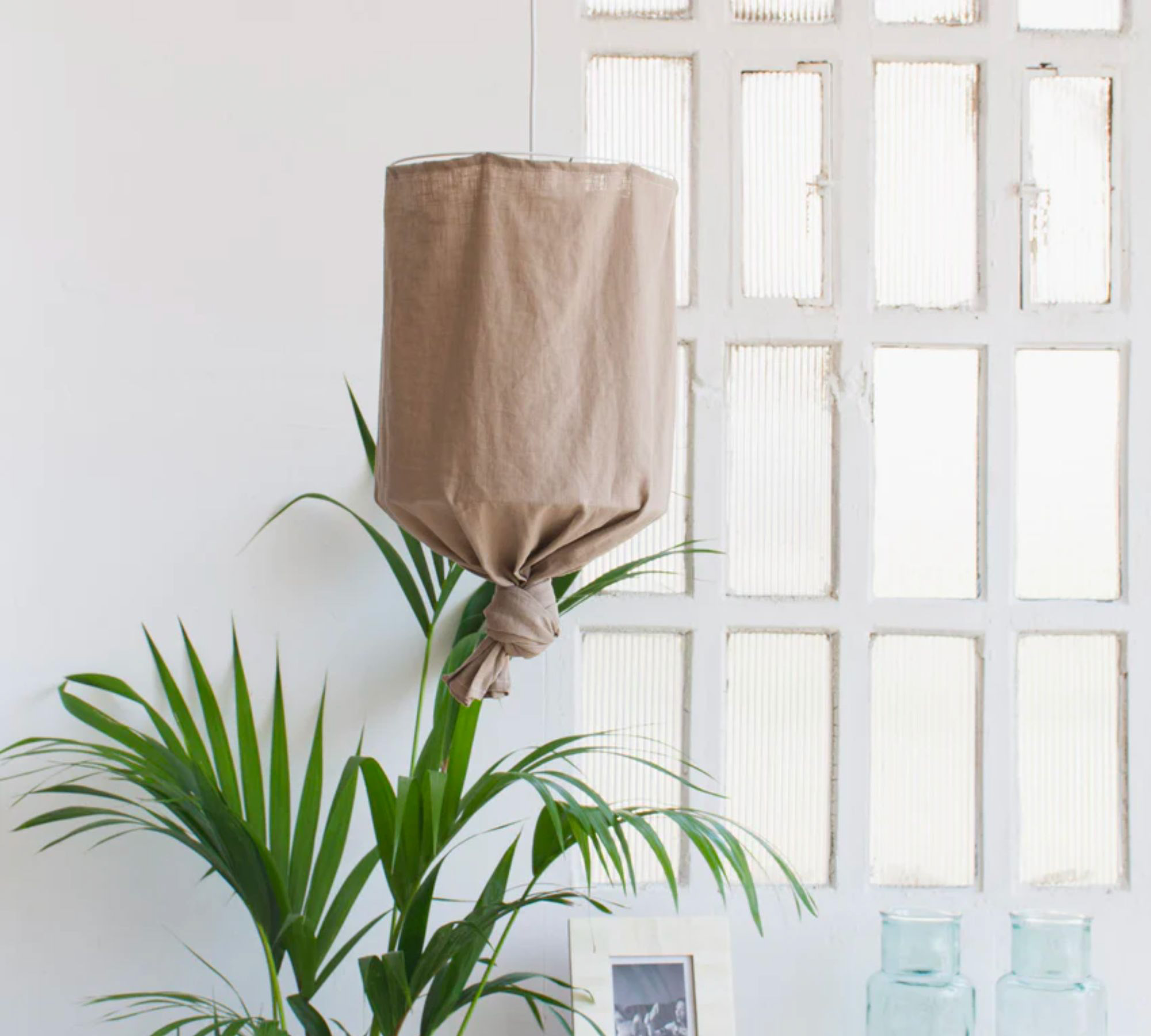 Lampe Leinen Grau
