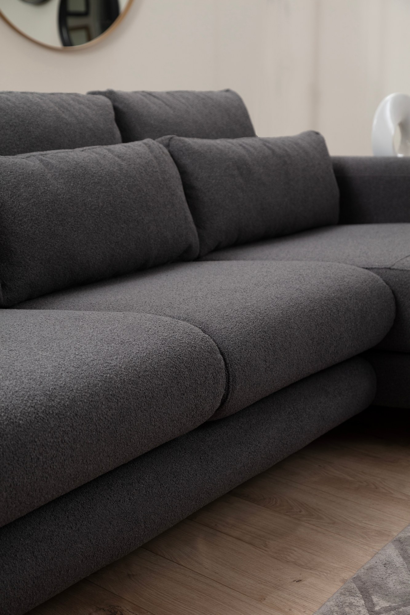 Lily corner sofa right grey