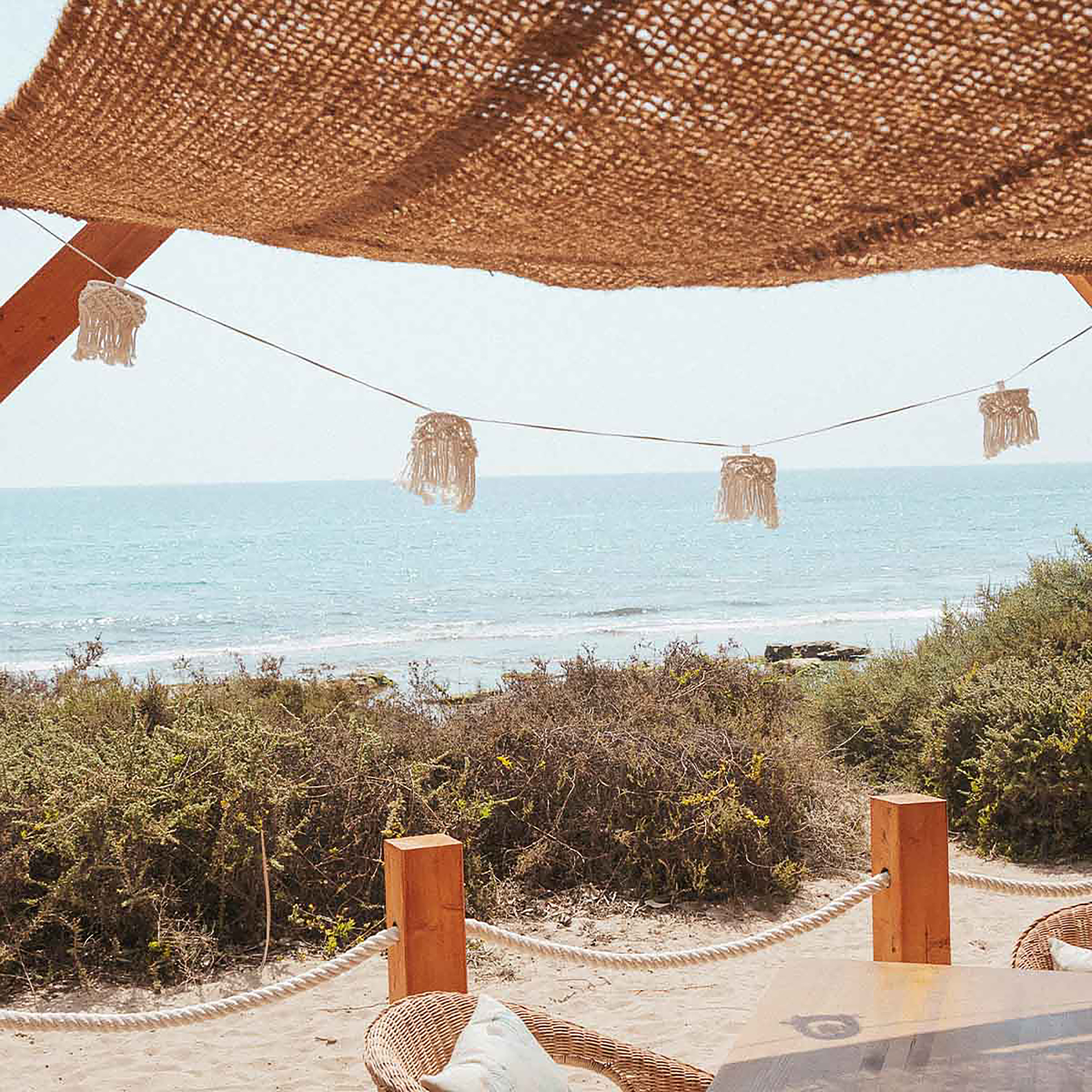 Mykonos Solar-Lichterkette Wolle Weiß