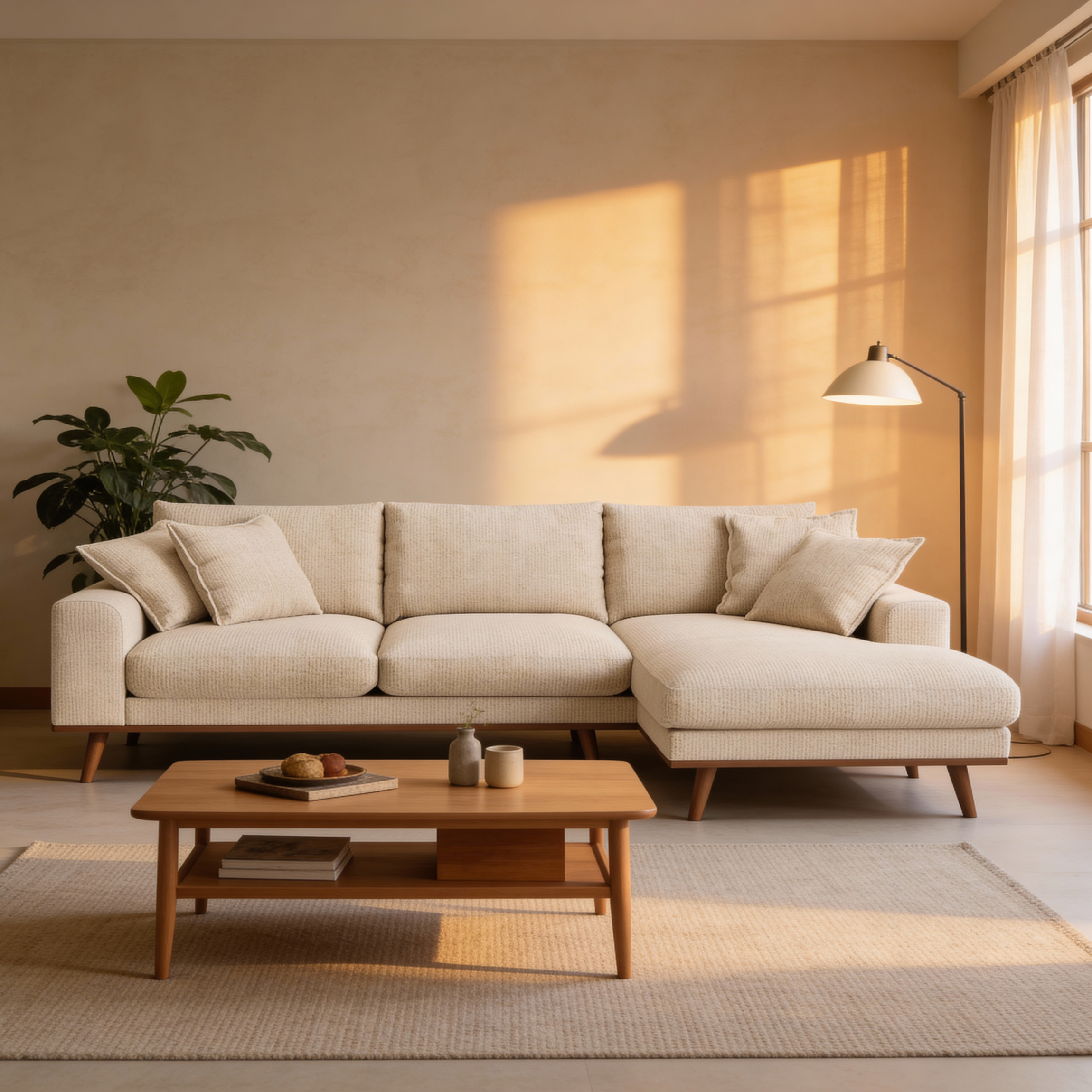 Divano angolare Harper 3 posti destra beige