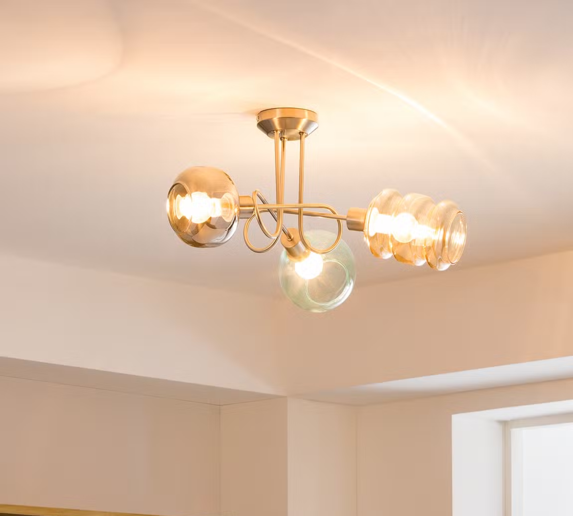 Deckenleuchte Brooklyn Sicherheitsglas / Eisen 3-flammig