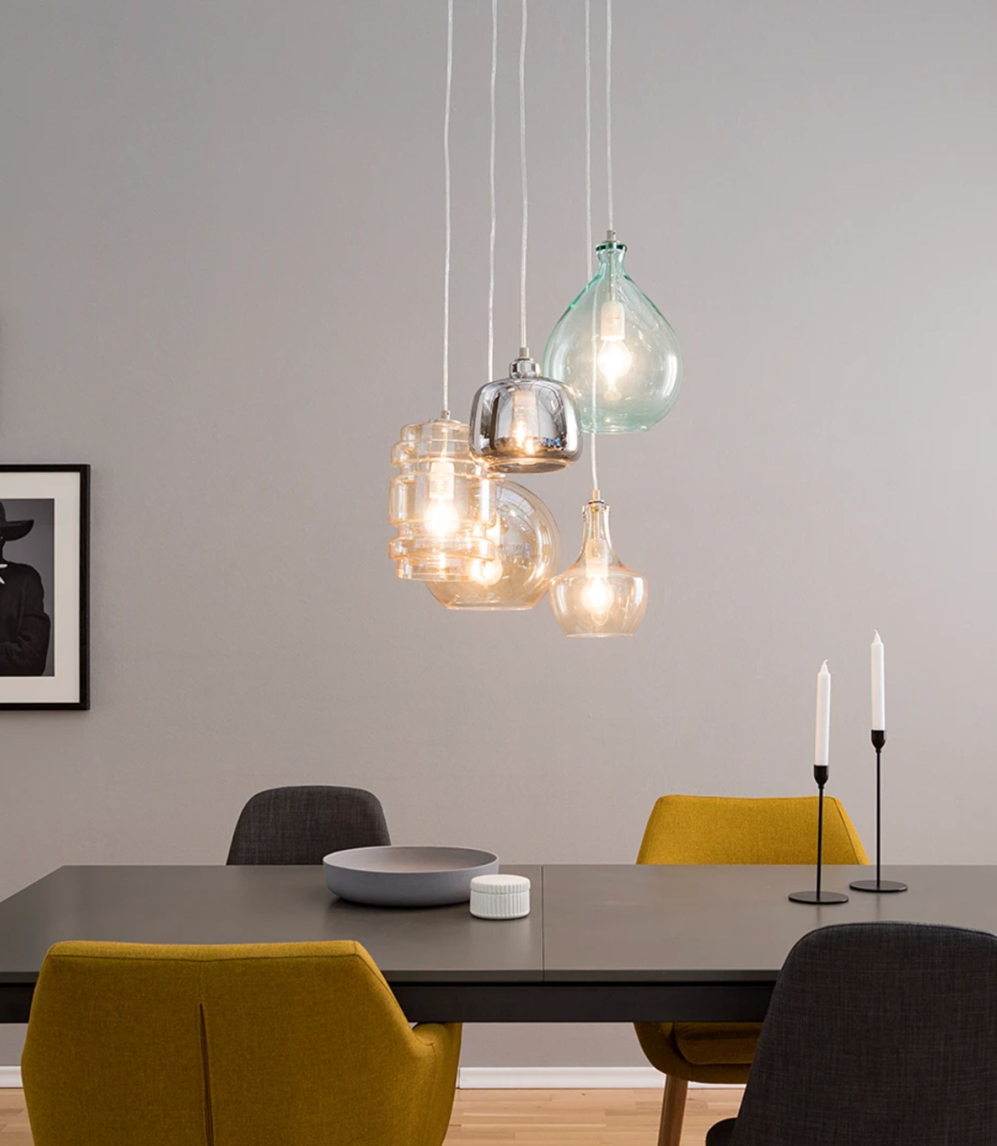 Pendant lamp Brooklyn II Metal / Glass 5-flame