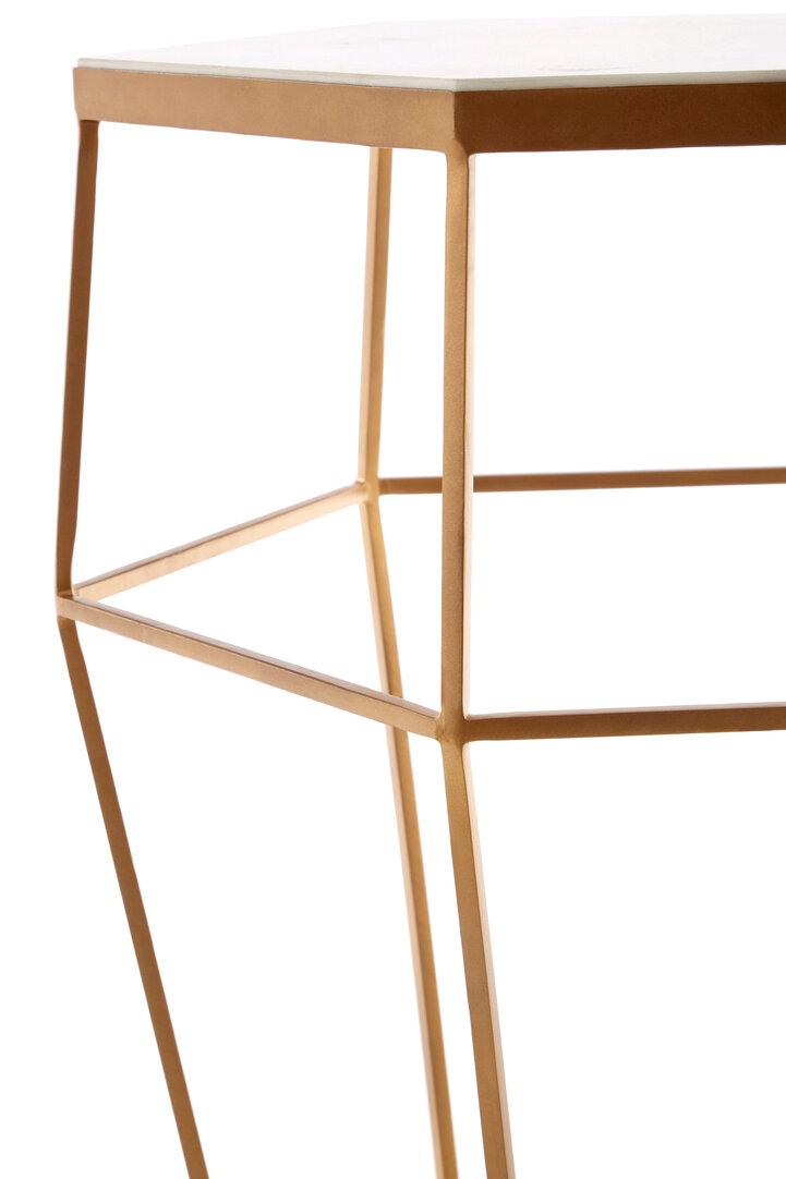 Shalimar Achteckiger Marmor und Gold Beistelltisch
