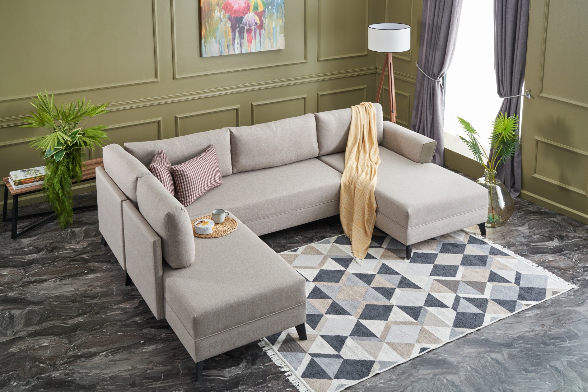 Eris Schlafsofa 4-Sitzer Creme