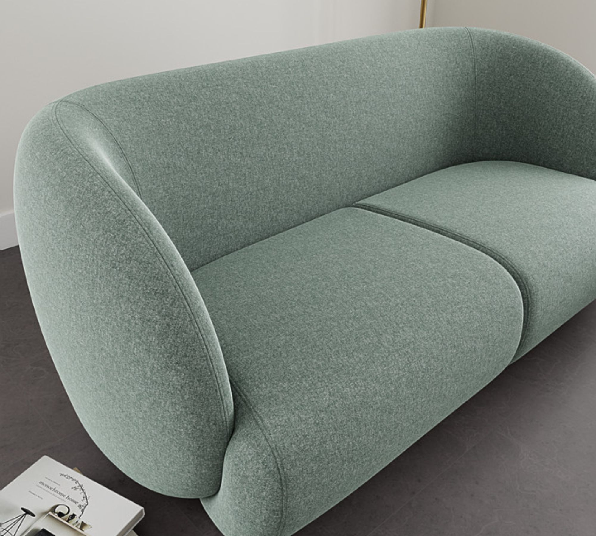 Design-Award-Winning Paula Sofa 2-Sitzer Fabio Grey Green