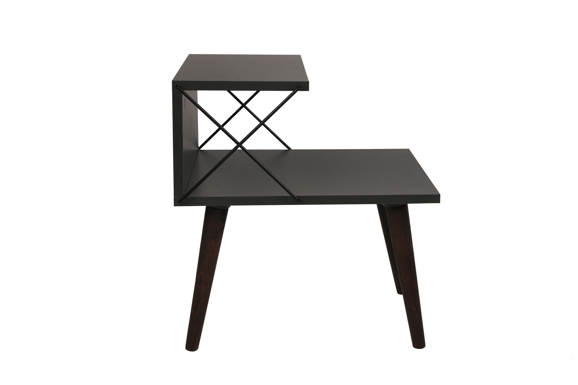 Cross bedside table wood veneer anthracite