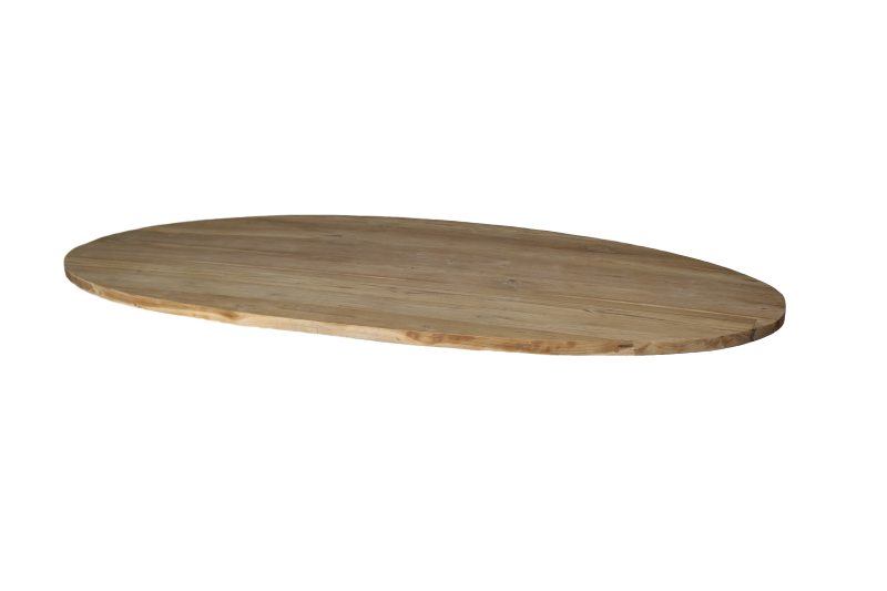 Ovale Tischplatte Teakholz