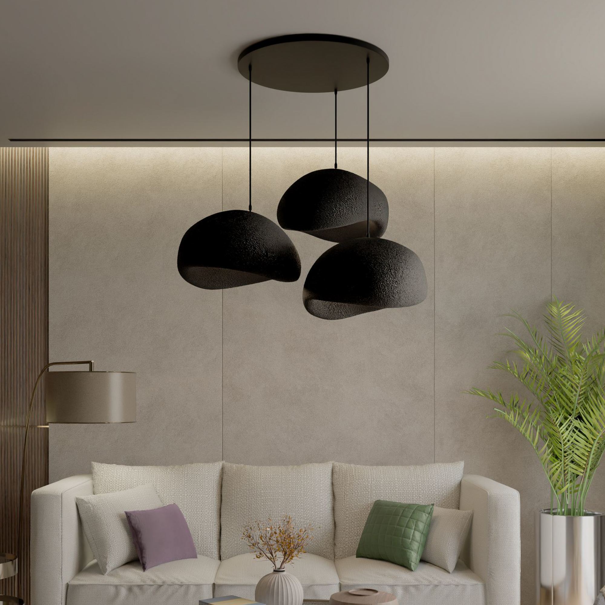 3-Flammig Wabi Sabi Haze & Hues Pendelleuchte Schwarz